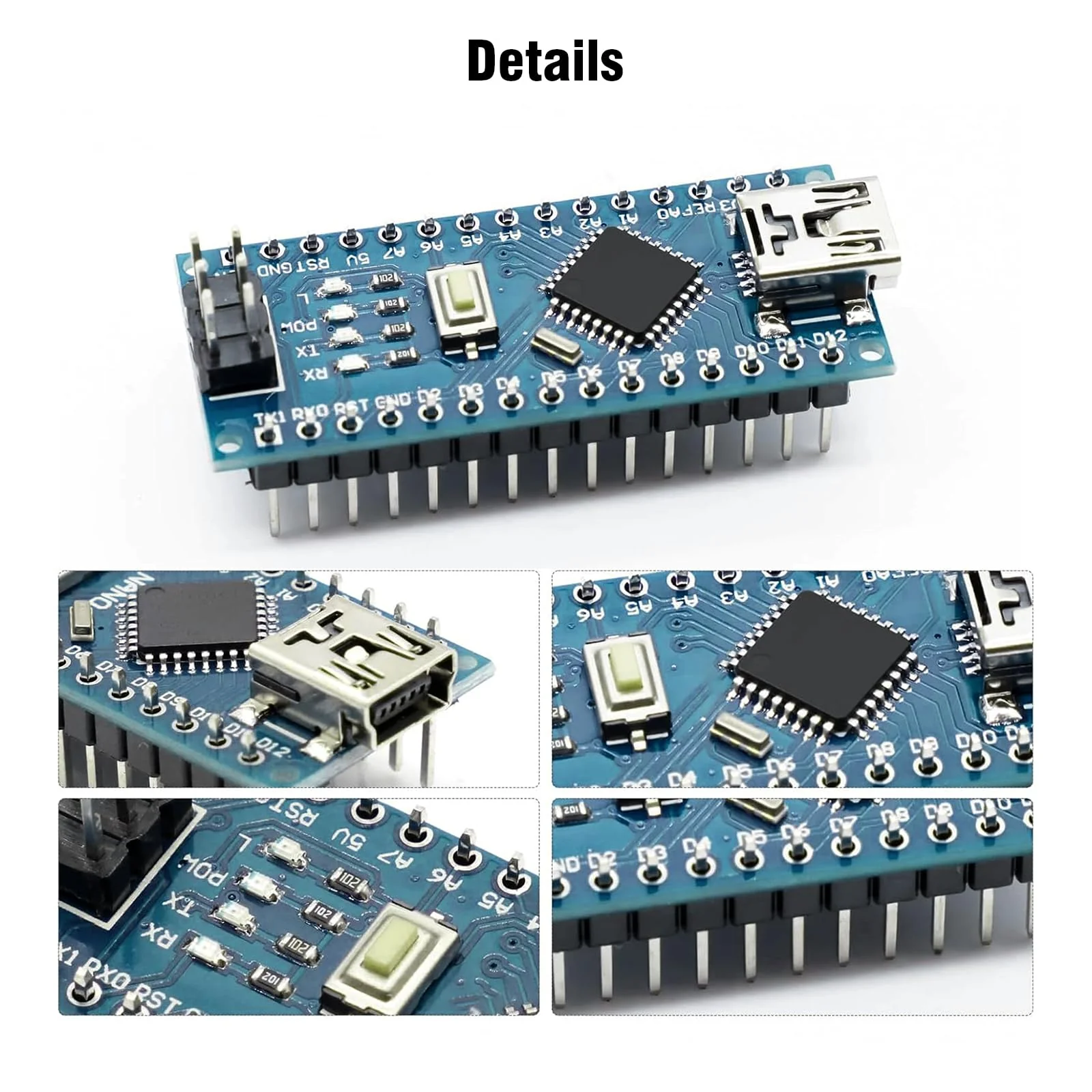 Nano V3.0 Board with Cable, AYWHP 3PCS Nano Board ATmega328P, CH340G Chip 5V 16M, Microcontroller Compatible with Arduino Nano (Mini USB Port) 3 - Image 3