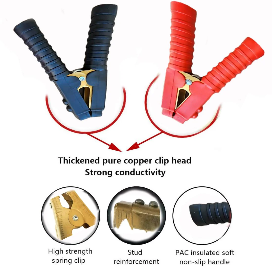 NANSH Alligator Clips Heavy Duty Car Battery Terminal Charger Clamps (1500A (Black+Red) 1 pair) - Image 7
