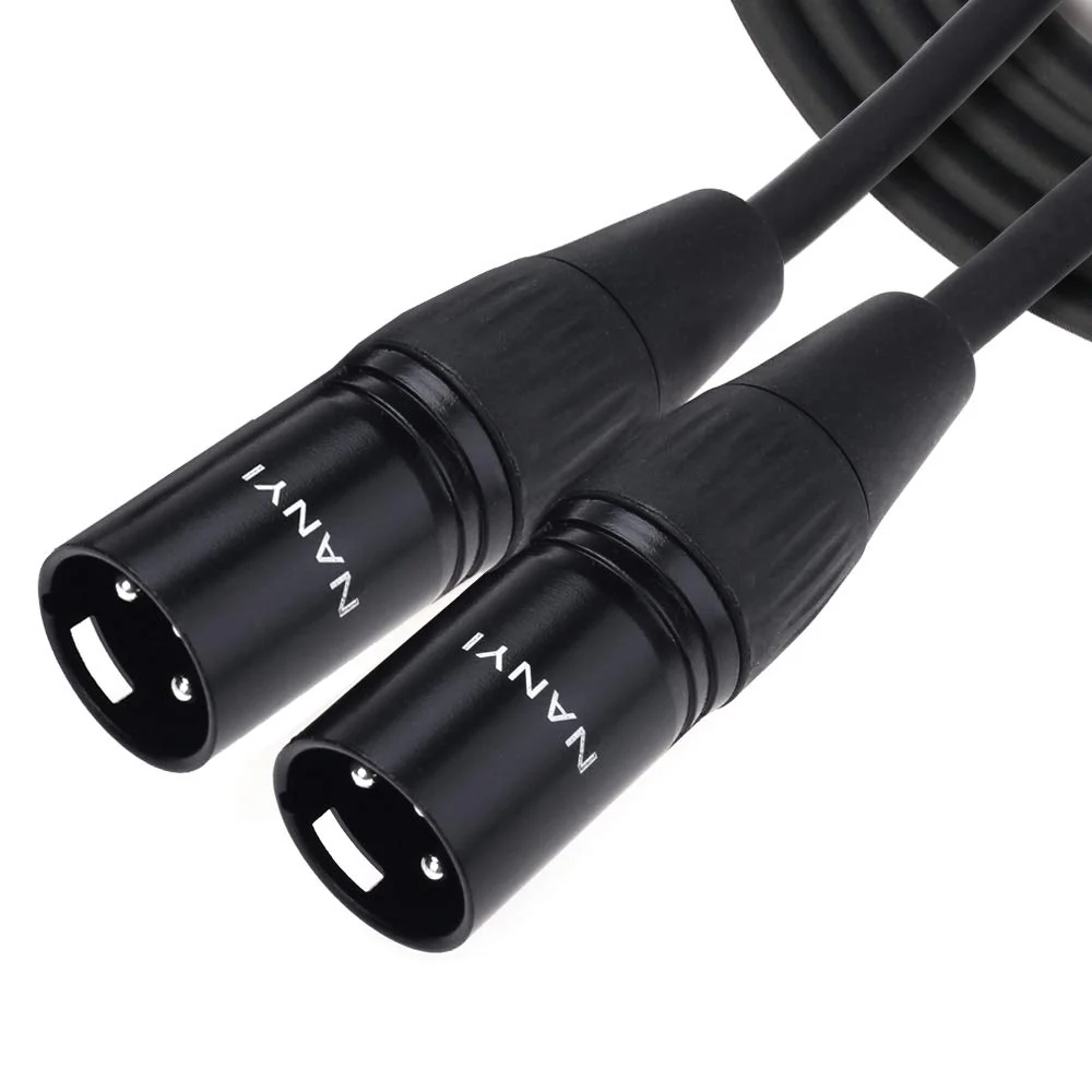 NANYI 2pcs Microphone Cable, 3-pin XLR Male-to-Male Microphone Cable, DMX Cable Patch Cord, Oxygen-Free Copper, 10 feet /3 Meters