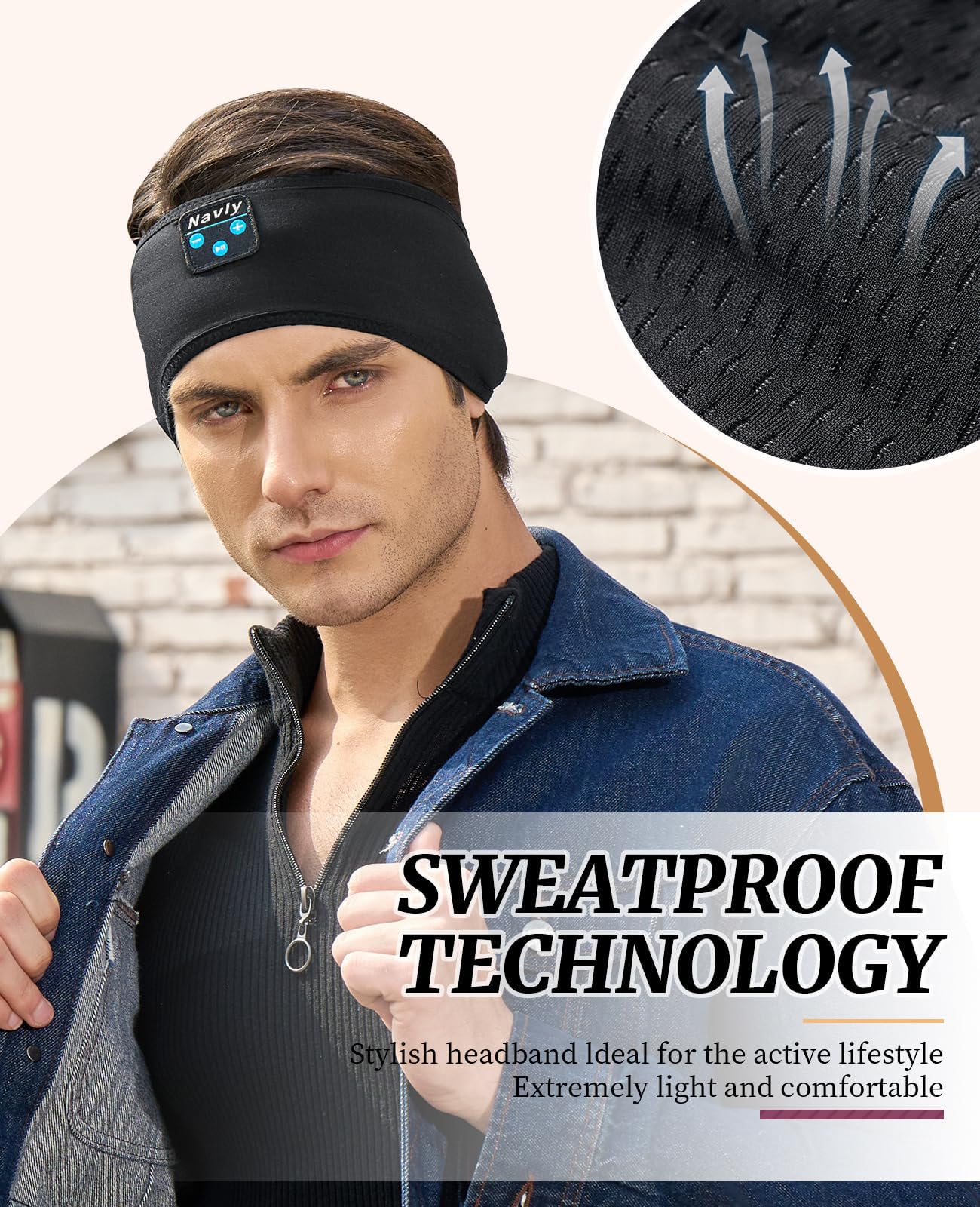 Navly Sleep Headphones, 10Hrs Sports Headband with Soft Cozy Earbuds Comfortable, Headphones Headband with Ultra-Thin HD Stereo Speakers Perfect for Workout,Running,Yoga,Travel Dark Black - Image 6