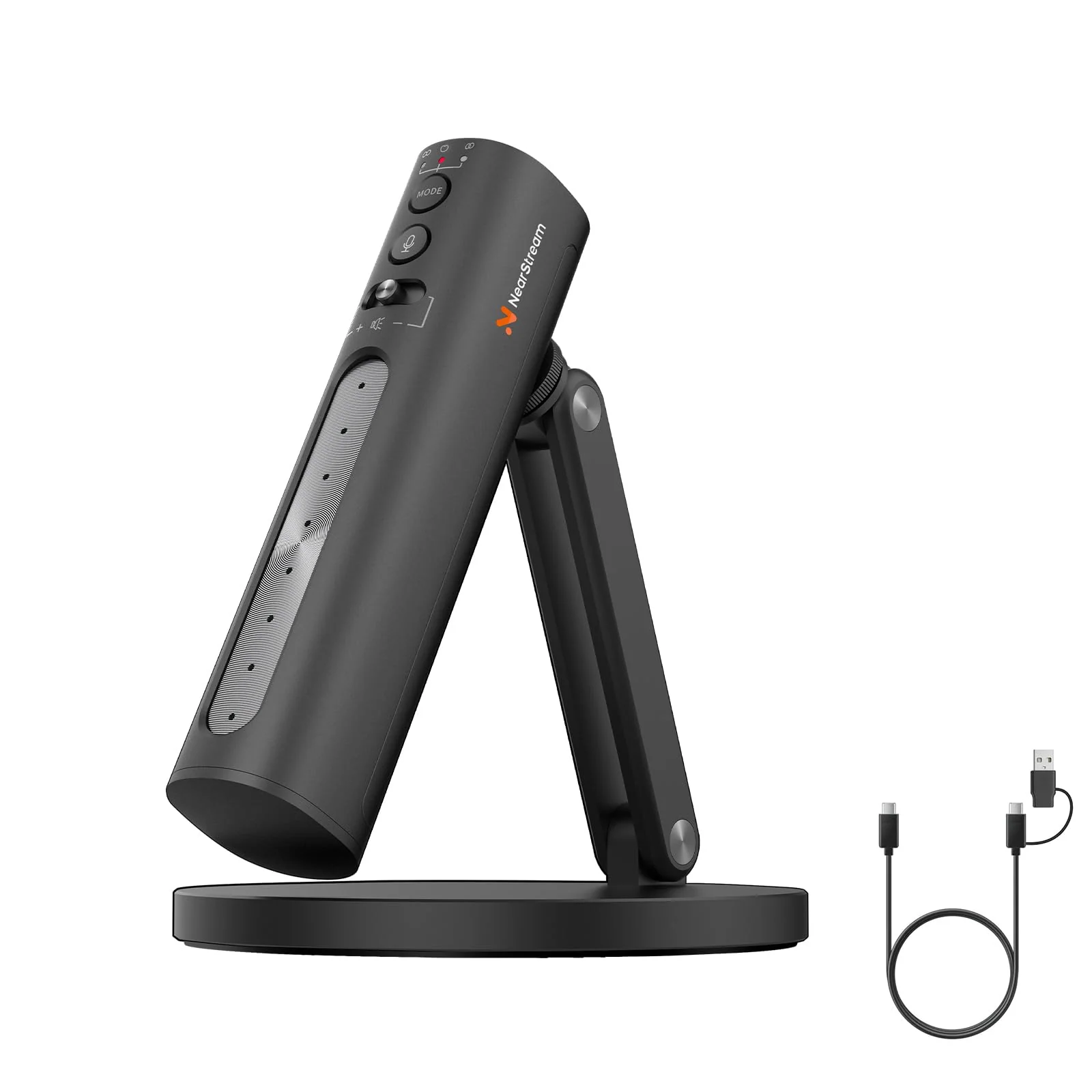 NearStream USB Condenser Microphone for PC, Camera, Podcast Microphone with Desk Stand for Record, Stream, 8 Mic Array/Noise Canceling/3 Polar Patterns/Monitoring/Volume Control, Studio Mic AM10U