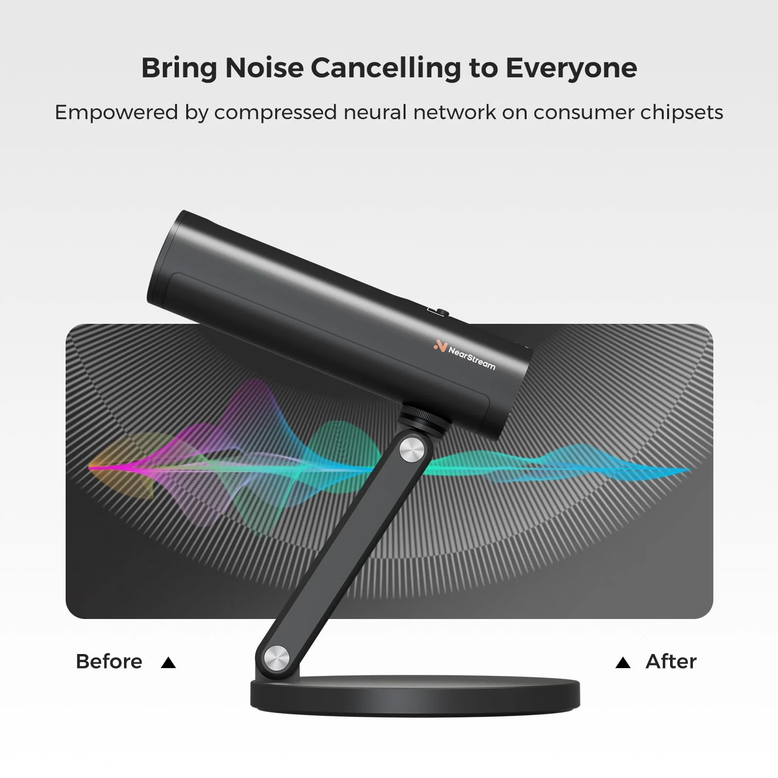 NearStream USB Condenser Microphone for PC, Camera, Podcast Microphone with Desk Stand for Record, Stream, 8 Mic Array/Noise Canceling/3 Polar Patterns/Monitoring/Volume Control, Studio Mic AM10U - Image 3