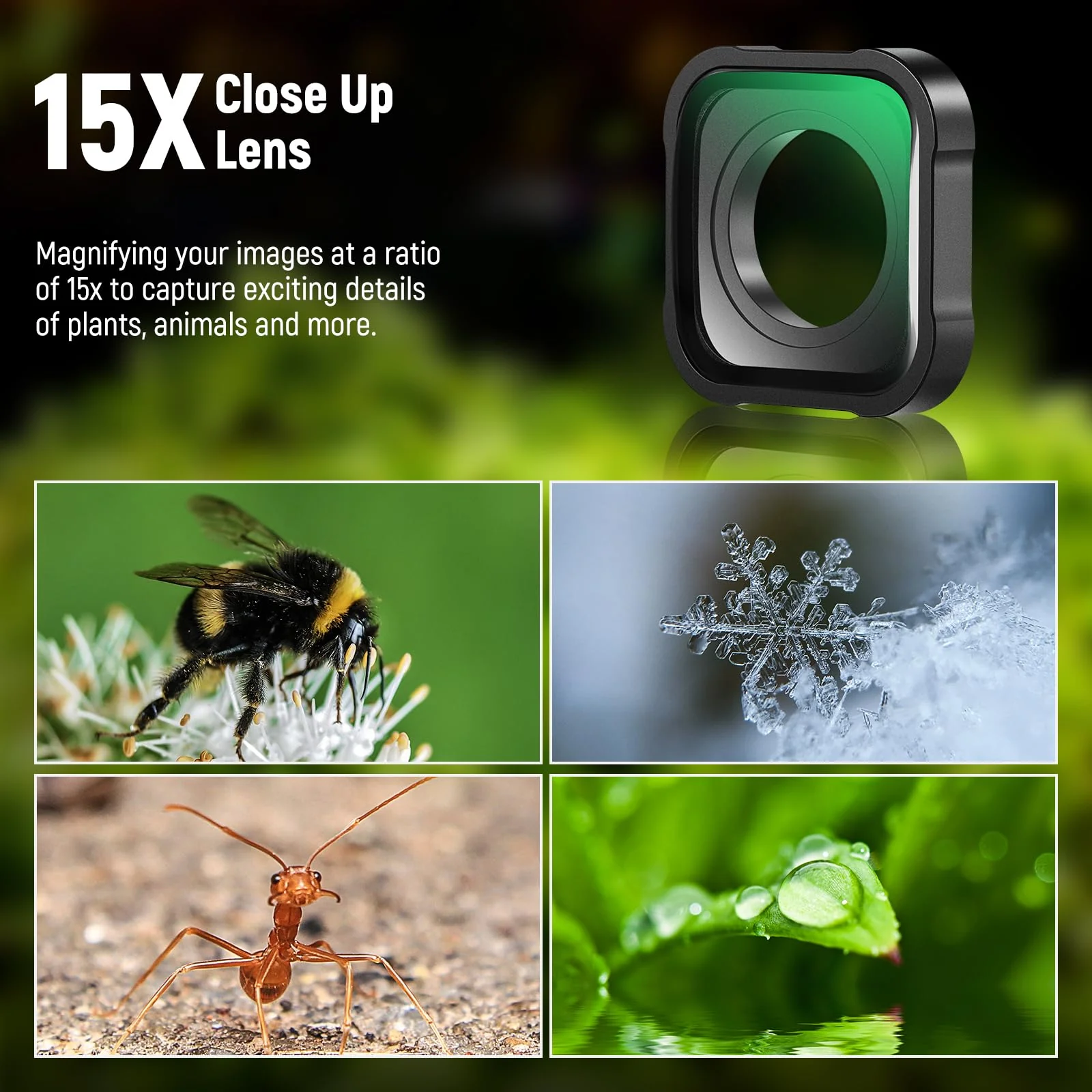 NEEWER 15X Magnification Lens 7-10cm Focal Distance for Macro Photography Close Up, Compatible with GoPro Hero 13 12 11 10 9 Action Camera, Not Waterproof, LS-31 15X Macro Lens - Image 3