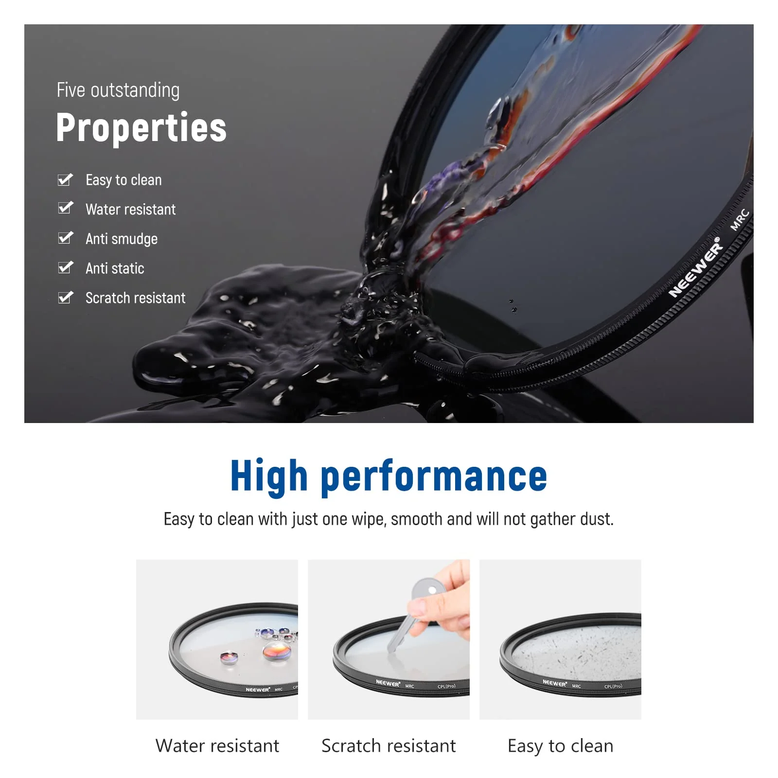 NEEWER 67mm Polarising Filter, CPL Filter with 30 Layers of Multi-Layer Polarising Film, Reduces Glare/Improves Contrast/Ultra Thin/Reduces Reflection/HD Optical Glass - Image 5