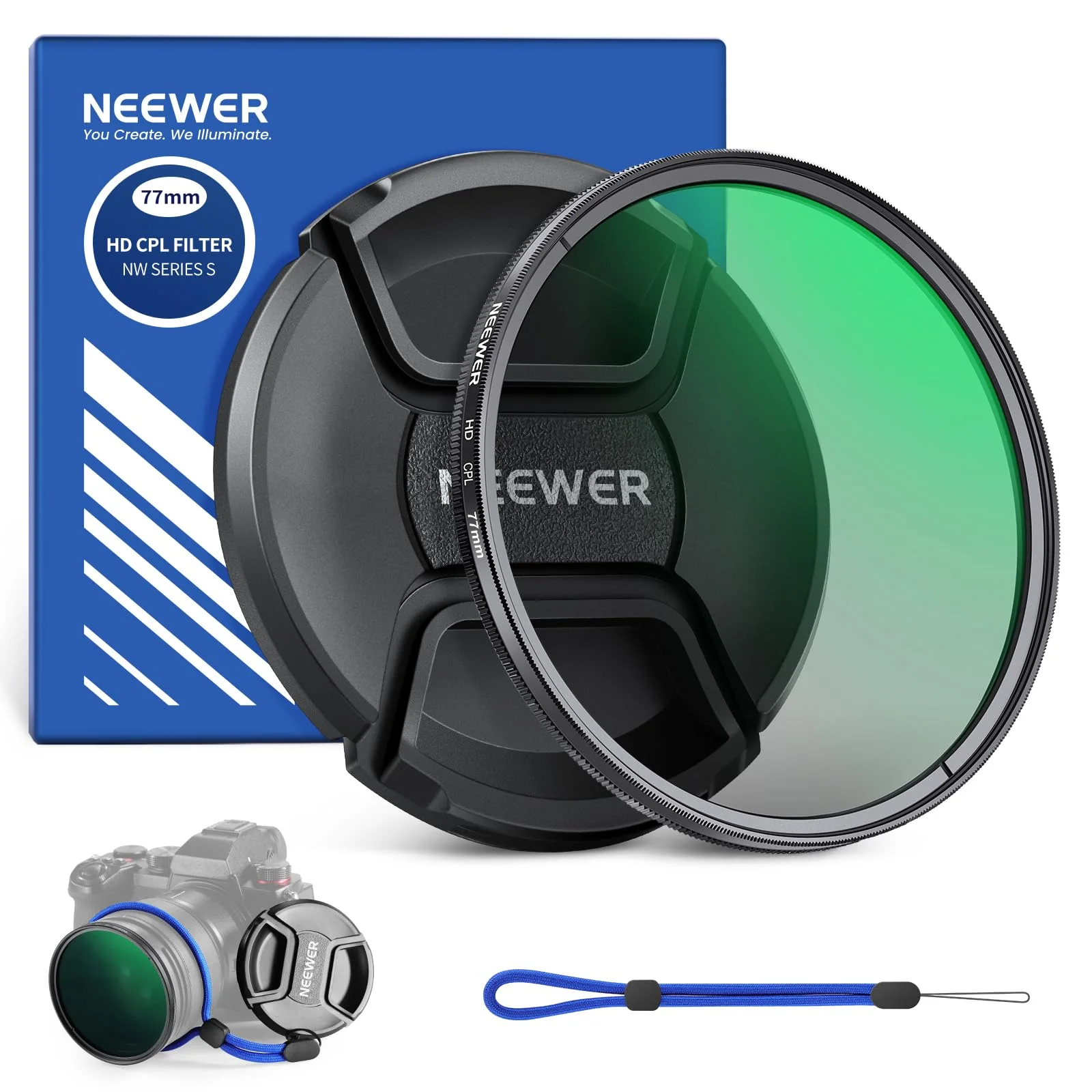 NEEWER 77mm CPL Filter with Lens Cap, Ultra Slim Multi Resistant Nano Coated Circular Polarizing Filter with HD Optical Glass for Camera Lens, Reduces Reflection & Glare, Boosts Contrast CPL w/Lens Cap