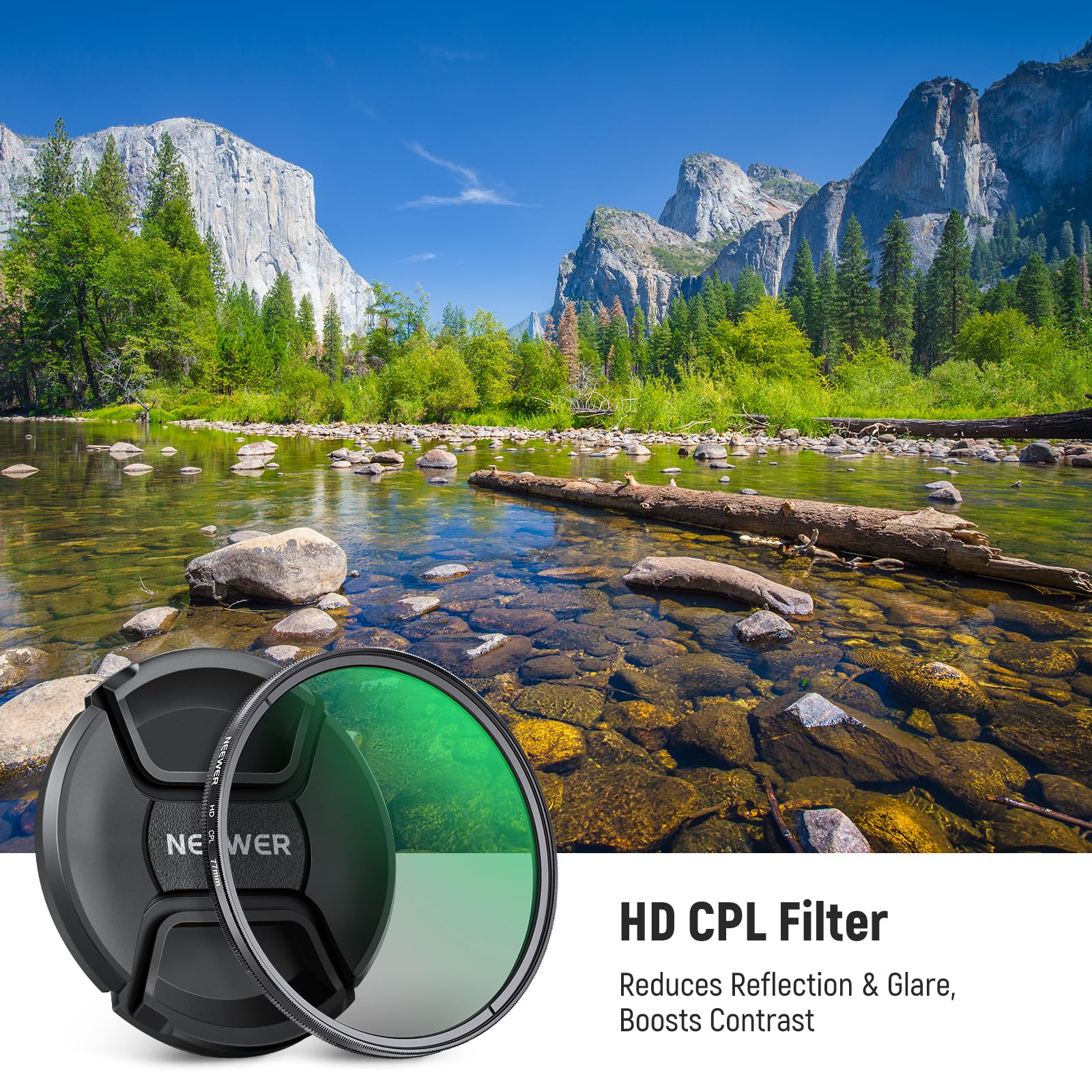 NEEWER 77mm CPL Filter with Lens Cap, Ultra Slim Multi Resistant Nano Coated Circular Polarizing Filter with HD Optical Glass for Camera Lens, Reduces Reflection & Glare, Boosts Contrast CPL w/Lens Cap - Image 2