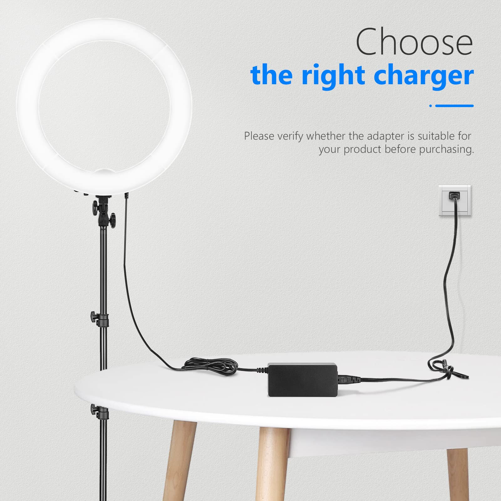 Neewer AC 100-240V to DC 12V 5A 60W Power Supply Adapter with 6.5 feet/2 Meters Power Cable Compatible with 660 960 LED Video Light and Max. 12V 5A 60W Ring Light (US Plug) - Image 8
