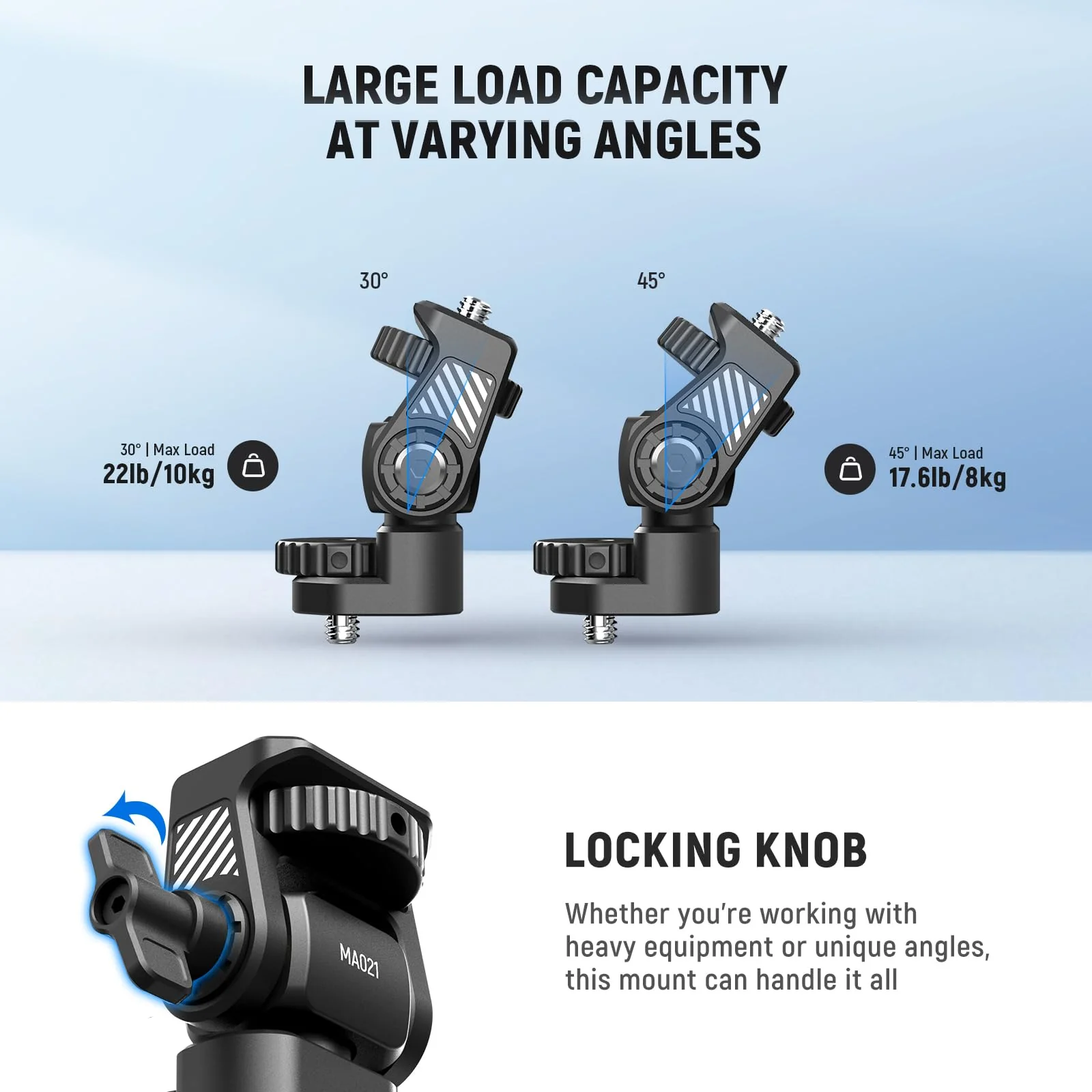 NEEWER Field Monitor Mount Monitor Holder with 1/4" Screw, 360° Swivel, 180° Tilt, Anti Twist Screw Compatible with Atomos Ninja 5" & 7" Camera Monitor Compatible with SmallRig Camera Cage, MA021 MA021 w/1/4" Screw - Image 6