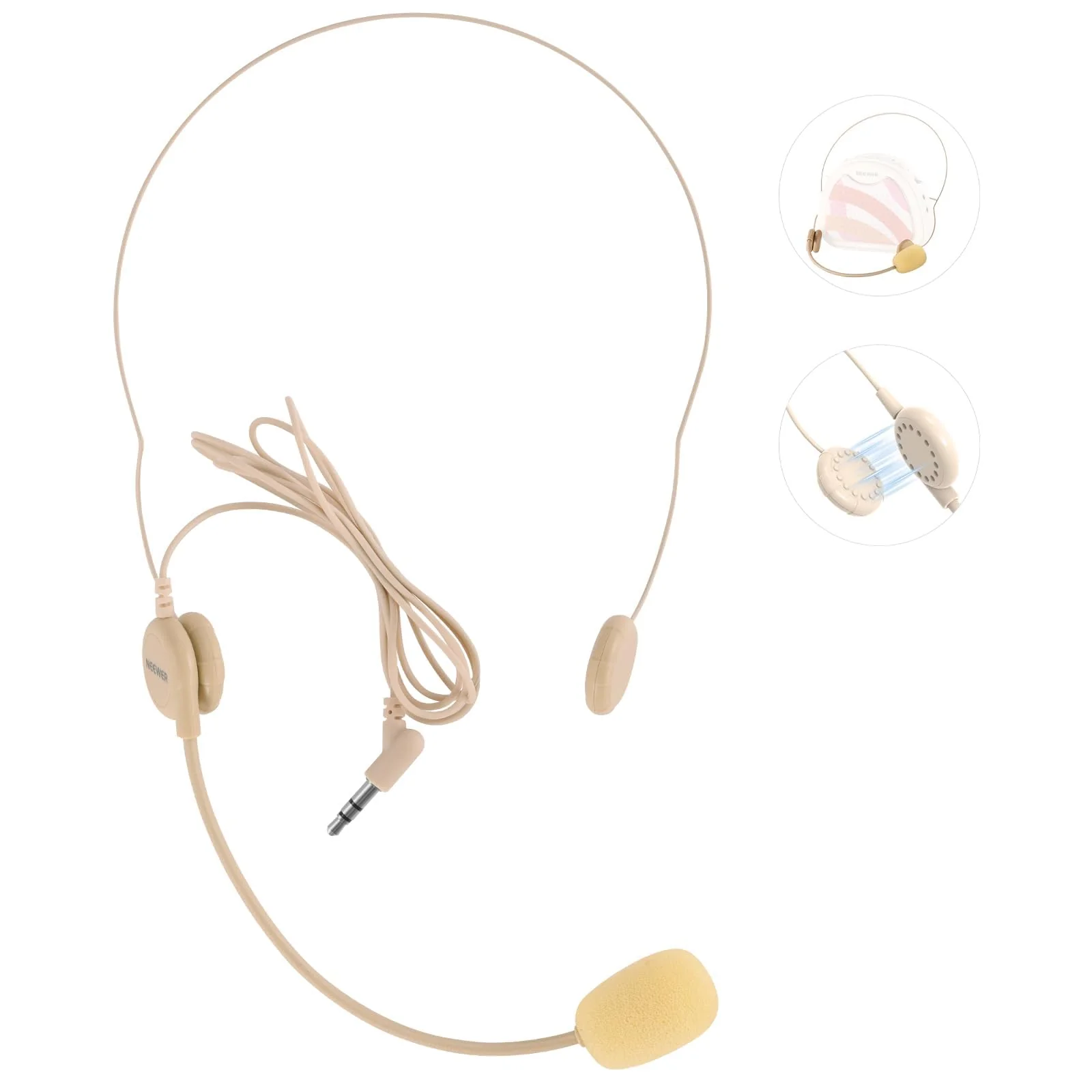 NEEWER Microphone Headset, Mono Track for Wired Voice Amplifier, Standard 3.5mm TRS Connector Jack Head Mic Plug for Teachers, Fitness Coaches, Tourism Guides, Public Speakers, LM9