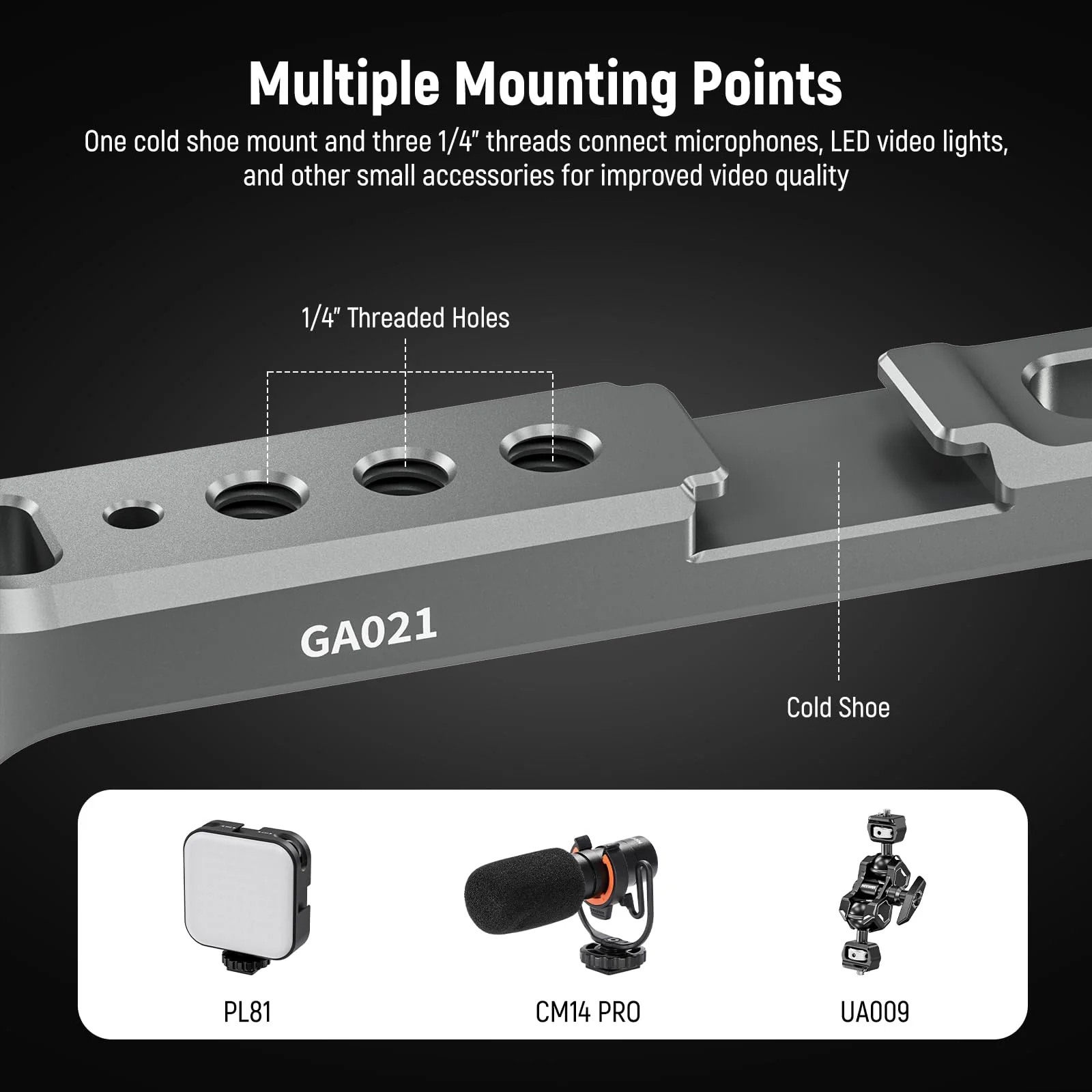 NEEWER NATO Monitor Mount for RS Gimbal, 360° Rotatable Field Monitor Holder with NATO Clamp, Cold Shoe, 1/4" Threads, Compatible with DJI RS4 RS4 PRO RS 3 RS 3 PRO RS 2 RSC 2 Ronin-S Ronin-SC, GA021 - Image 6