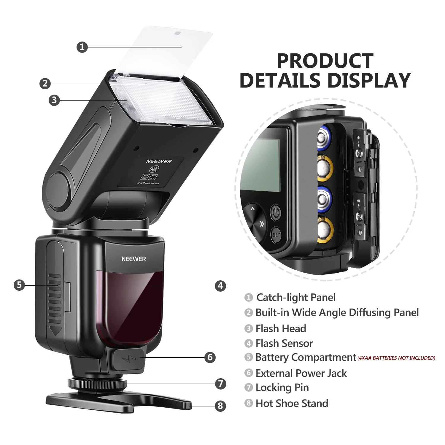 Neewer NW-670 TTL Flash Speedlite with LCD Display for Canon 7D Mark II, 5D Mark II III, IV,1300D, 1200D, 1100D, 750D, 700D, 650D, 600D, 550D, 500D, 100D, 80D, 70D, 60D and Other Canon DSLR Cameras - Image 10