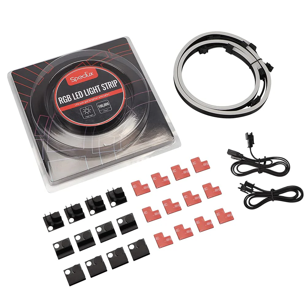 NEON Addressable RGB PC LED Strip, 2x15.7inch WS2812 RGB Rainbow Magnetic ARGB Strip for 5V 3-pin Aura SYNC, Gigabyte RGB Fusion, MSI Mystic Light Sync, with 12pcs Strong Magnetic Brackets Neon ARGB 2 Strips 5V 3 Pin - Image 7
