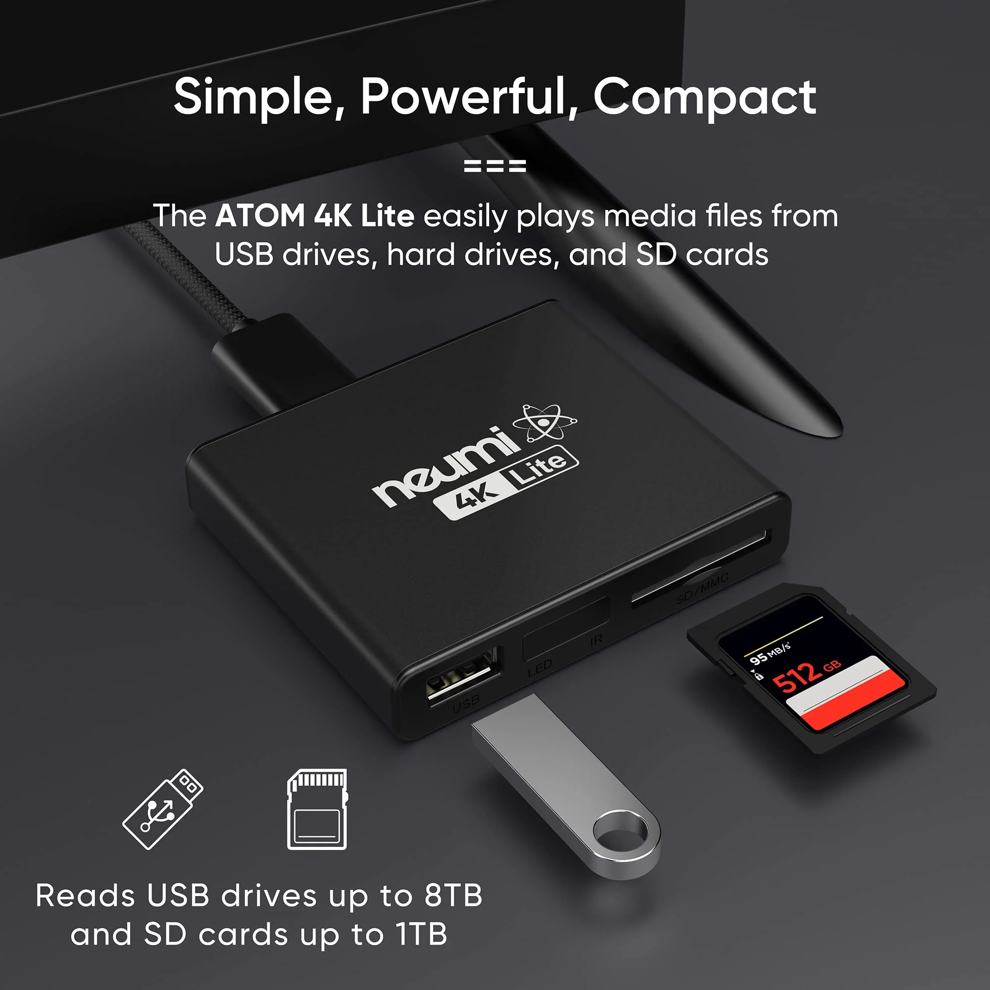 NEUMI Atom 4K Lite Ultra-HD Digital Media Player for USB Drives and SD Cards - Plays 4K/UHD Videos, HEVC/H.265, HDMI and Analog AV, Automatic Playback, Looping, Trigger Capability - Image 2
