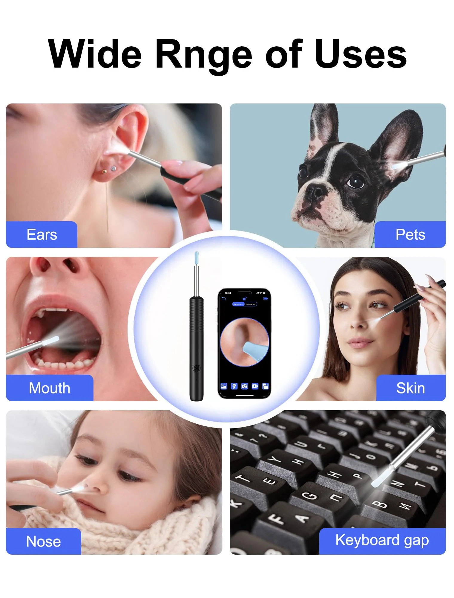 NEUTYPECHIC Ear Wax Remover Otoscope Wifi Ear Cleaner Camera HD Wireless Waterproof Ear Mirror 360° Wide Angle Ear Cleaner with 3.5 mm Lens and 6 LEDs for iPhone, iPad and Android Smartphones - Image 7