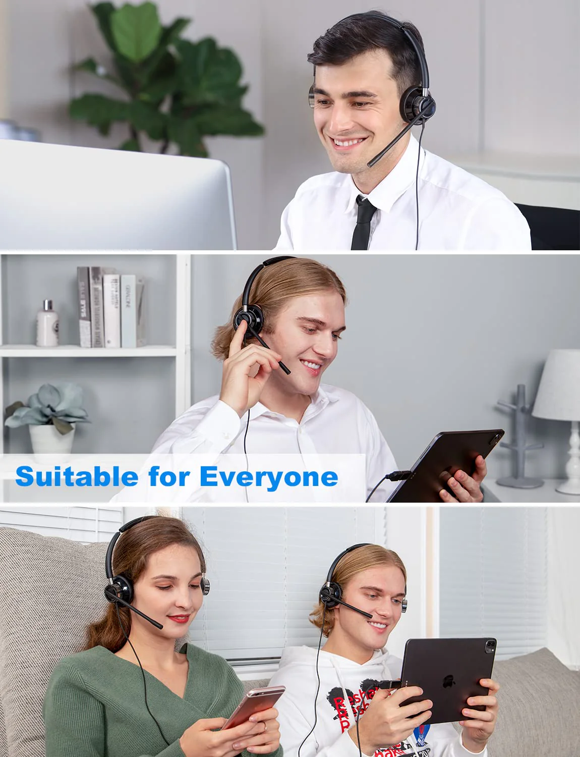 New Bee USB Headset with Microphone for PC, Computer Headset with in-line Mute Volume Control Wired Headset for Laptop, Skype, Zoom, Call Center, Meetings, Webinar, Home - Image 6