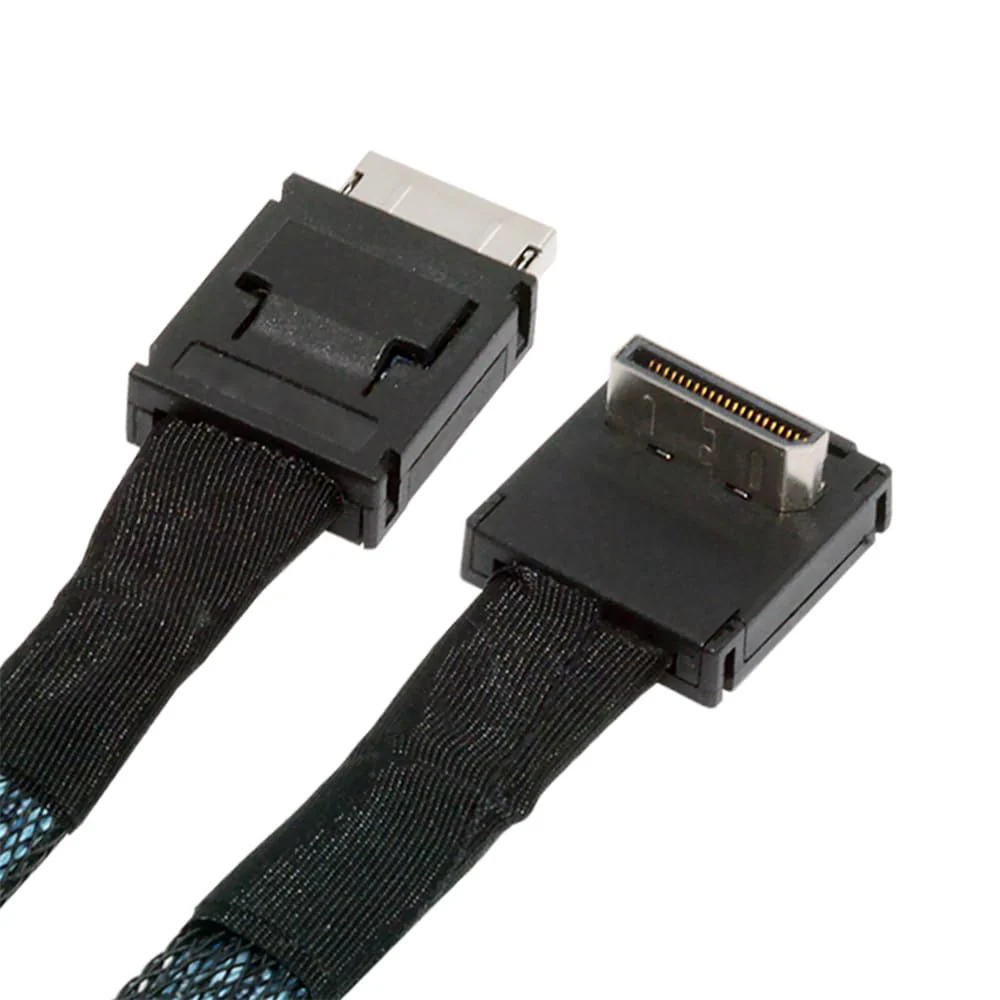 NFHK Down Angled 90 Degree OcuLink PCIe 4.0 PCI-Express SFF-8611 4i to SFF-8611 Data Active Cable for eGPU SSD 80cm