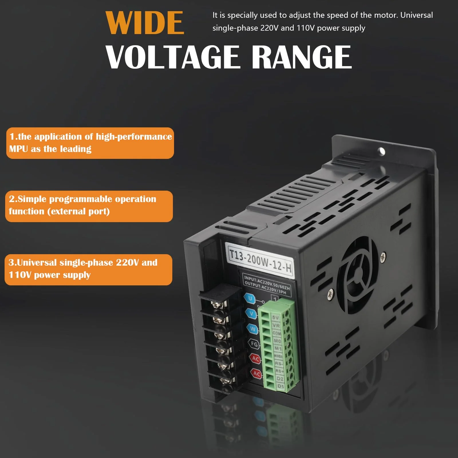 NICCOO Frequency Converter, 750 W VFD Frequency Converter Inverter Drive Inverter Variable Frequency Driver Inverter, Single-Phase Input and Three-Phase Output, for 3 Phase Three-Phase Motors - Image 4