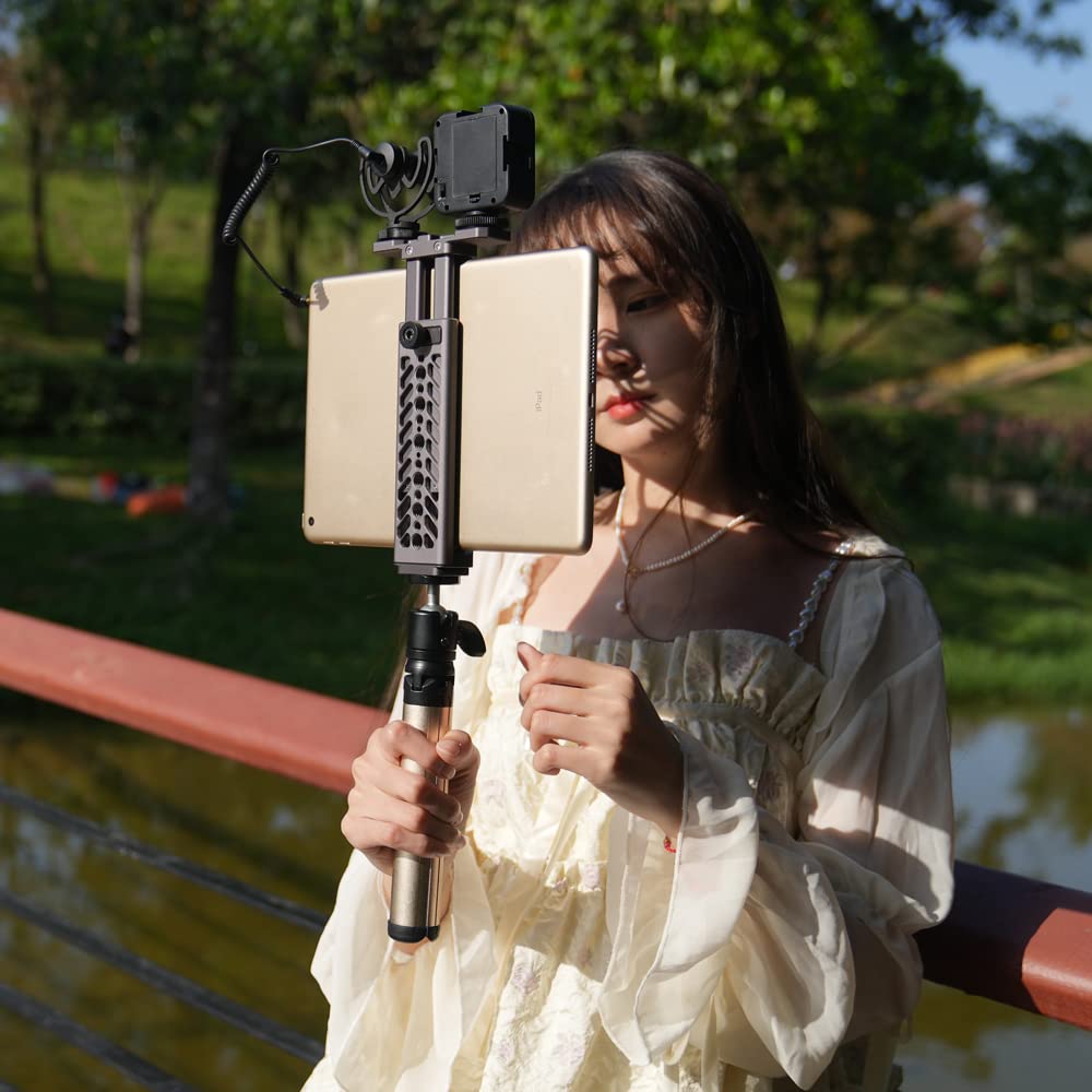 NICEYRIG Aluminum Tripod Mount for iPad Pro 12.9'' 11''/Air 10.9'' 10.5''/Mini 8.3'' 7.9'' Video Recording Vlog Vlogging Lives, Professional Tablet Holder with QR Plate for Arca-Swiss - 502 - Image 5
