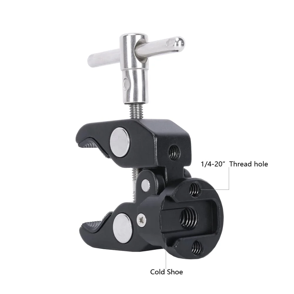 NICEYRIG Super Clamp Crab to Cold Shoe Mount, 1/4’’ Thread, Max. 50mm Jaw Grip Applicable for Power Bank Clamp, Tripod Mount Phone Holder, Vmount Battery Plate - 608 - Image 2