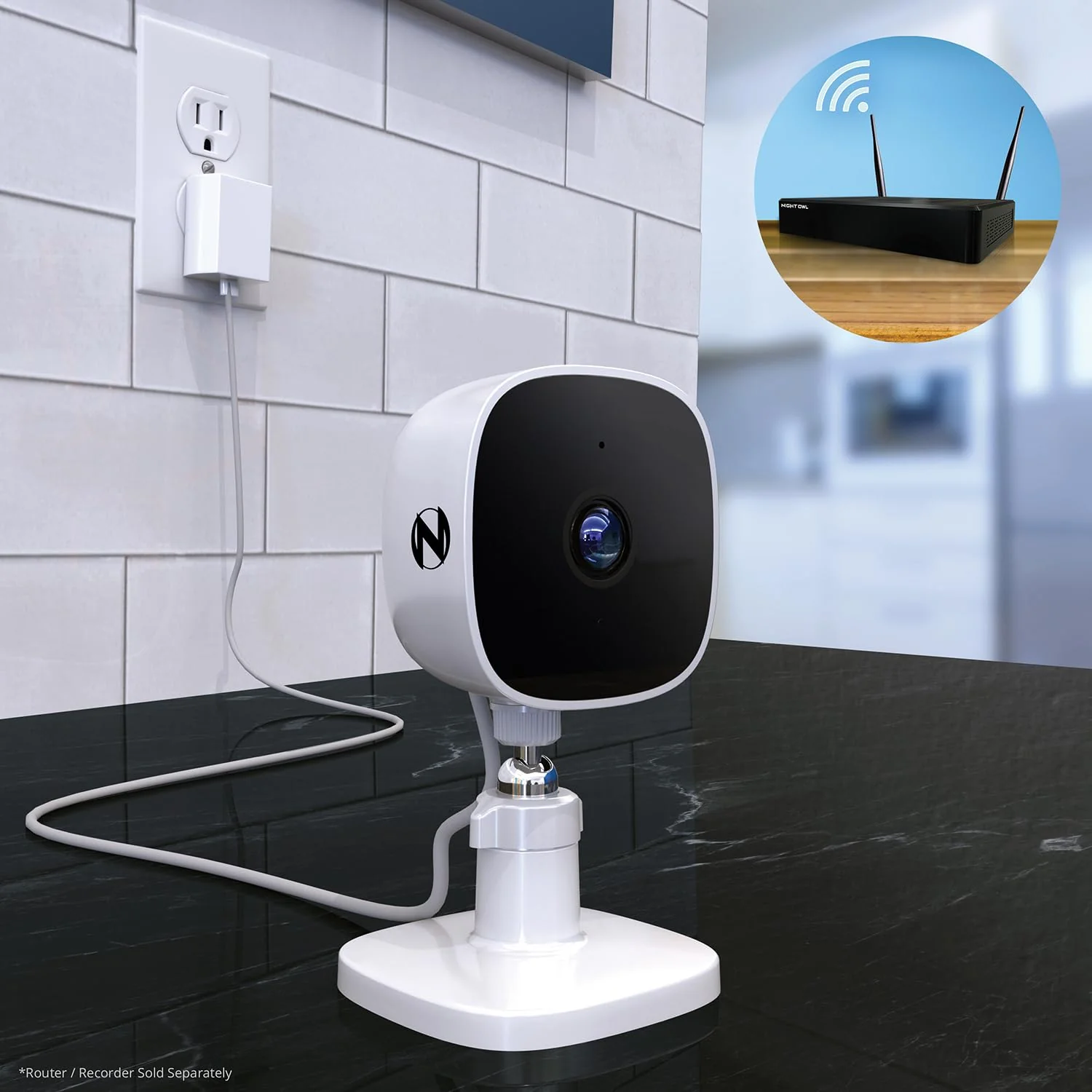 Night Owl Indoor Plug-in Wireless 1080p Deterrence Camera with 2-Way Audio (1 Camera) 1 camera - Image 3