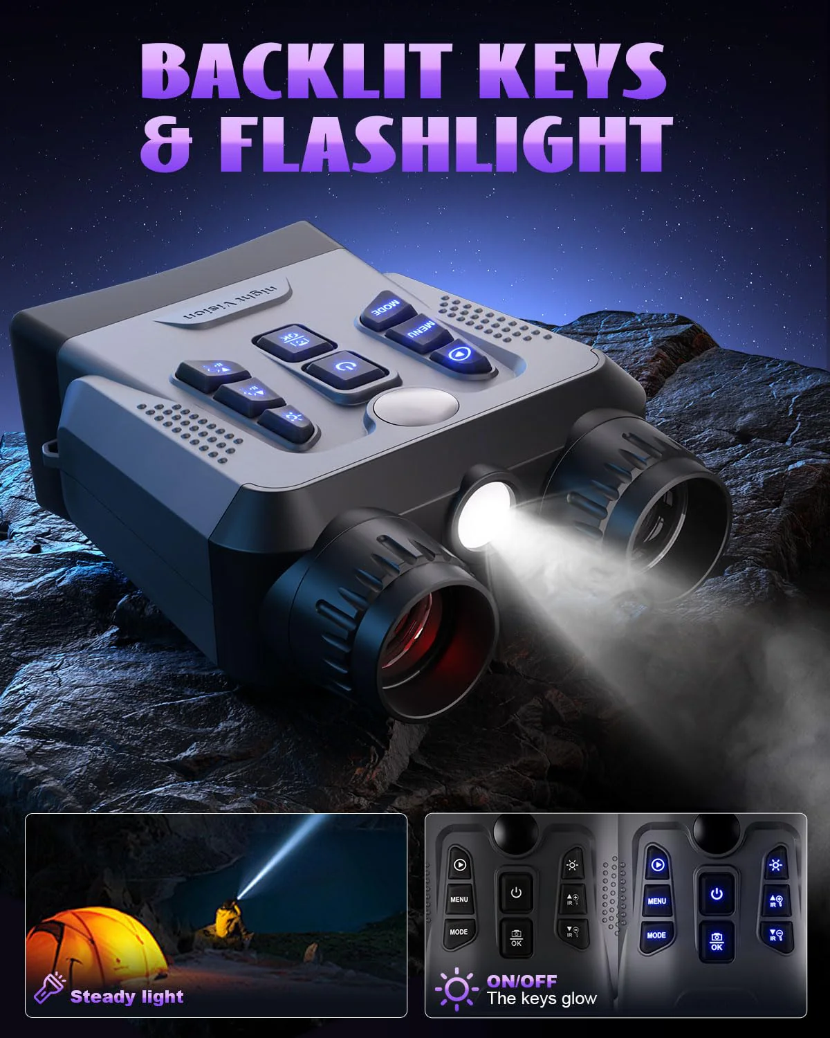 Night Vision Goggles, 4K Night Vision Binoculars for Adults High Powered, 3.0” HD Night Vision Camera Infrared Goggles Scope and Day for Camping & Outdoor with 32GB TF Card, 10X Digital Zoom & 9 IR Grey - Image 5