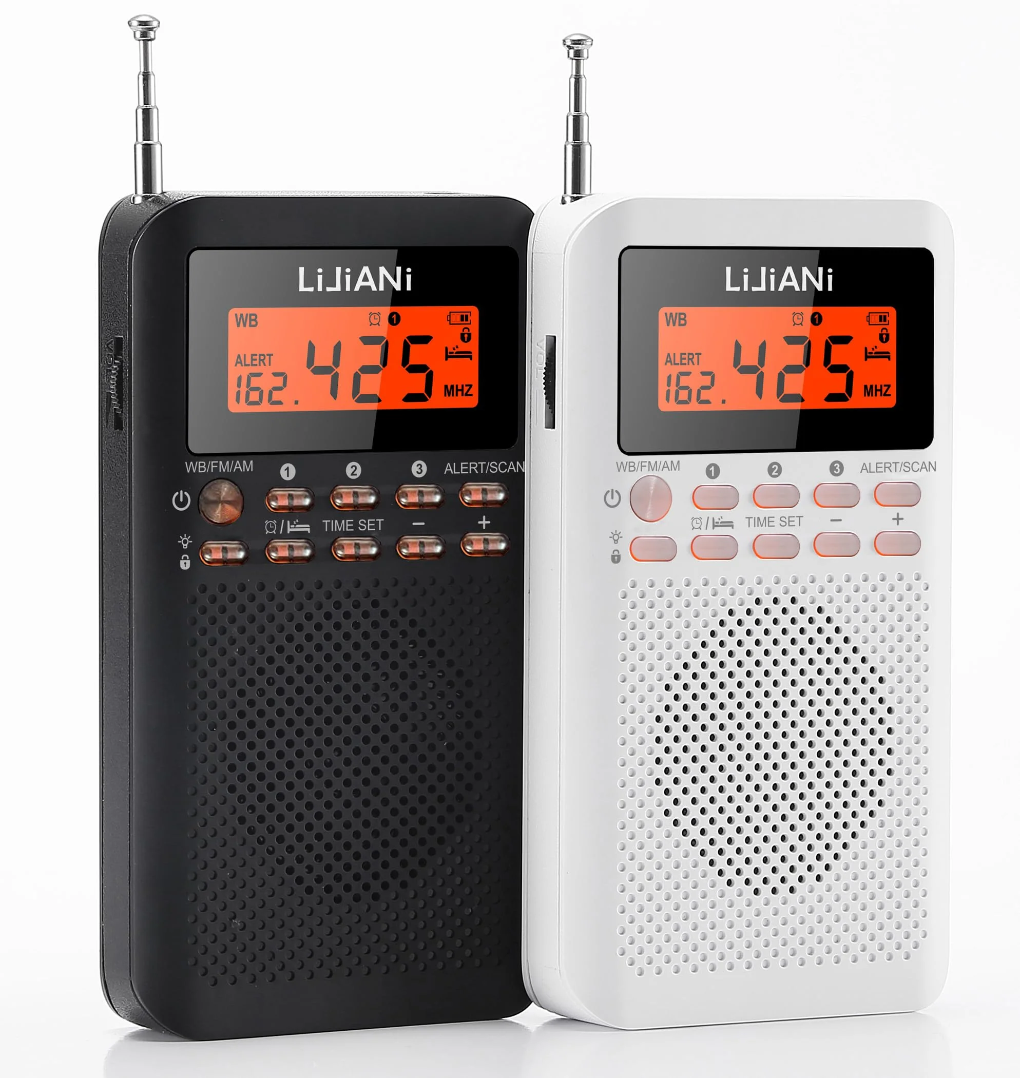 NOAA Weather AM FM Portable Radio Operated by 2 AA Batteries with Stereo Earphone,Digital Alarm Clock Sleep Timer,Best Reception,Built in Speaker Best Sound Quality,Luminous Button Design(Black) Black - Image 3