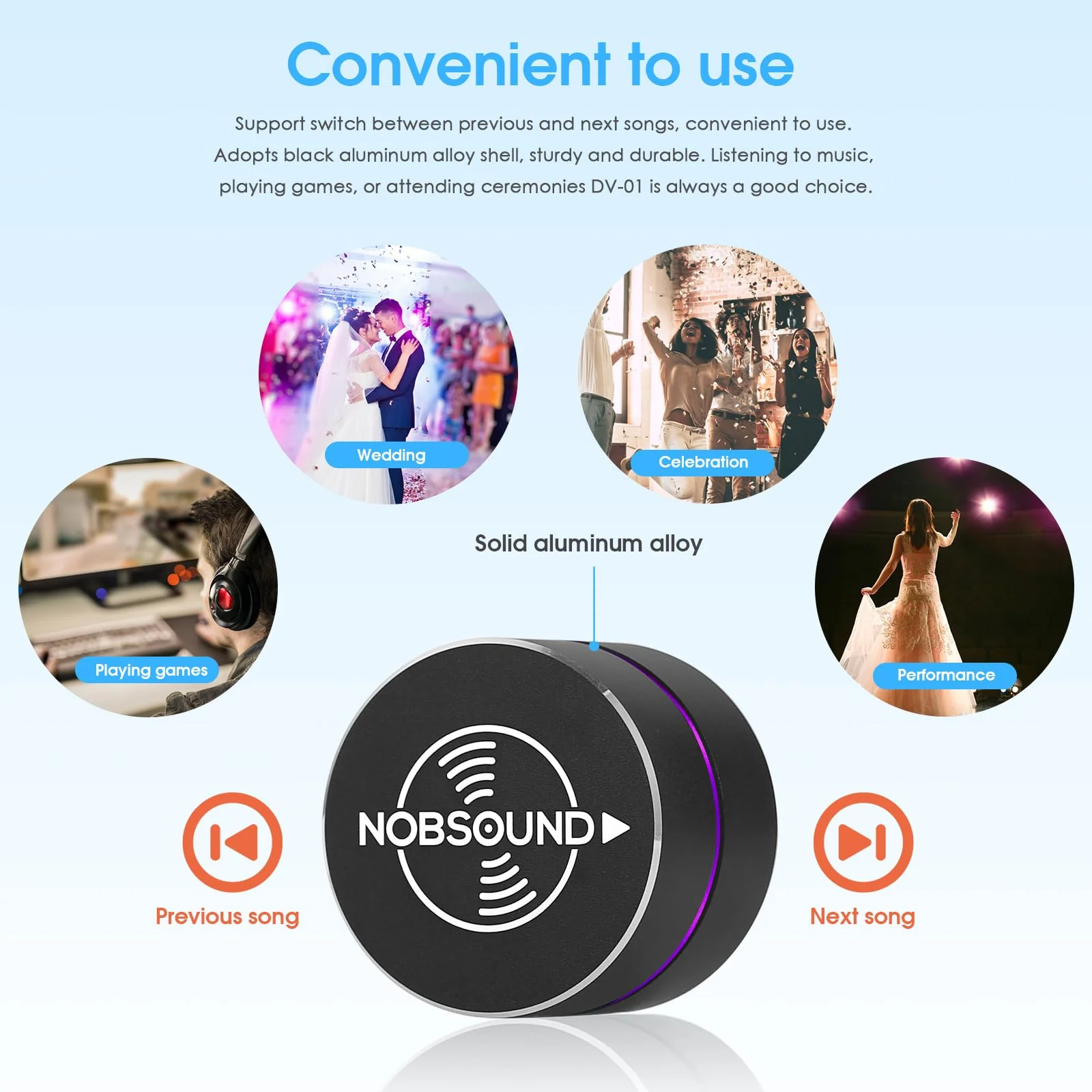 Nobsound USB Volume Control Knob with Mute Function, Compatible with Windows, Mac, Android, iOS, Mini Desktop Audio Controller with Breathing Light (DV-01) - Image 5