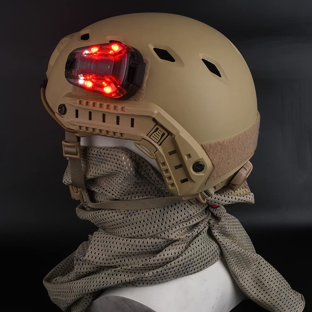 NOBUHIRO Tactical Helmet Signal Light Optional 4 Modes with Visible LED + IR Constant-on/Strobe, Waterproof Ladybird Survival Identification Lamp for Outdoor Sports BK-RED - Image 3