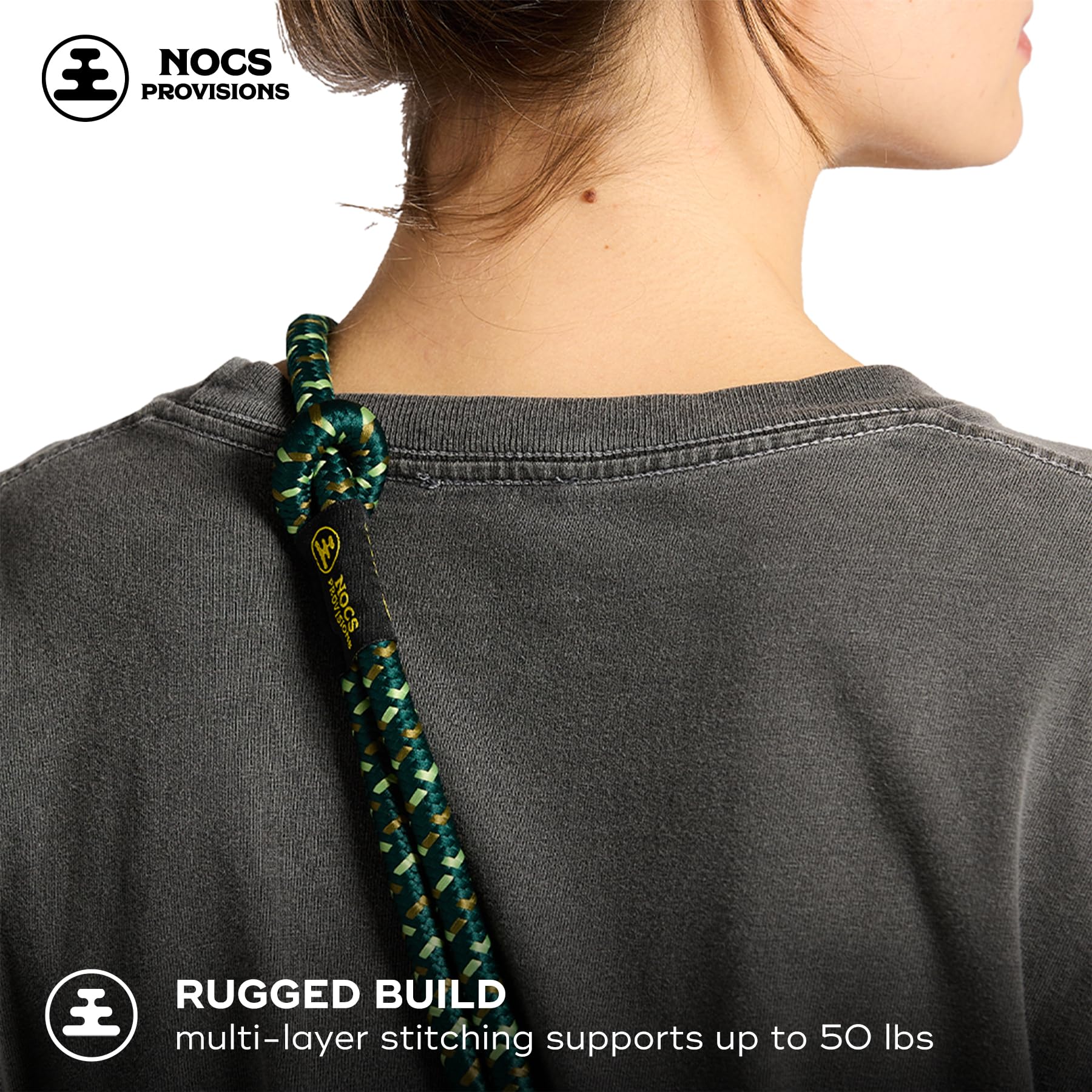 Nocs Provisions NocLoc Approach Neck Strap for Binocular/Camera Carry Accessory for Active Hiking & Sightseeing - Backwoods Green - Image 4