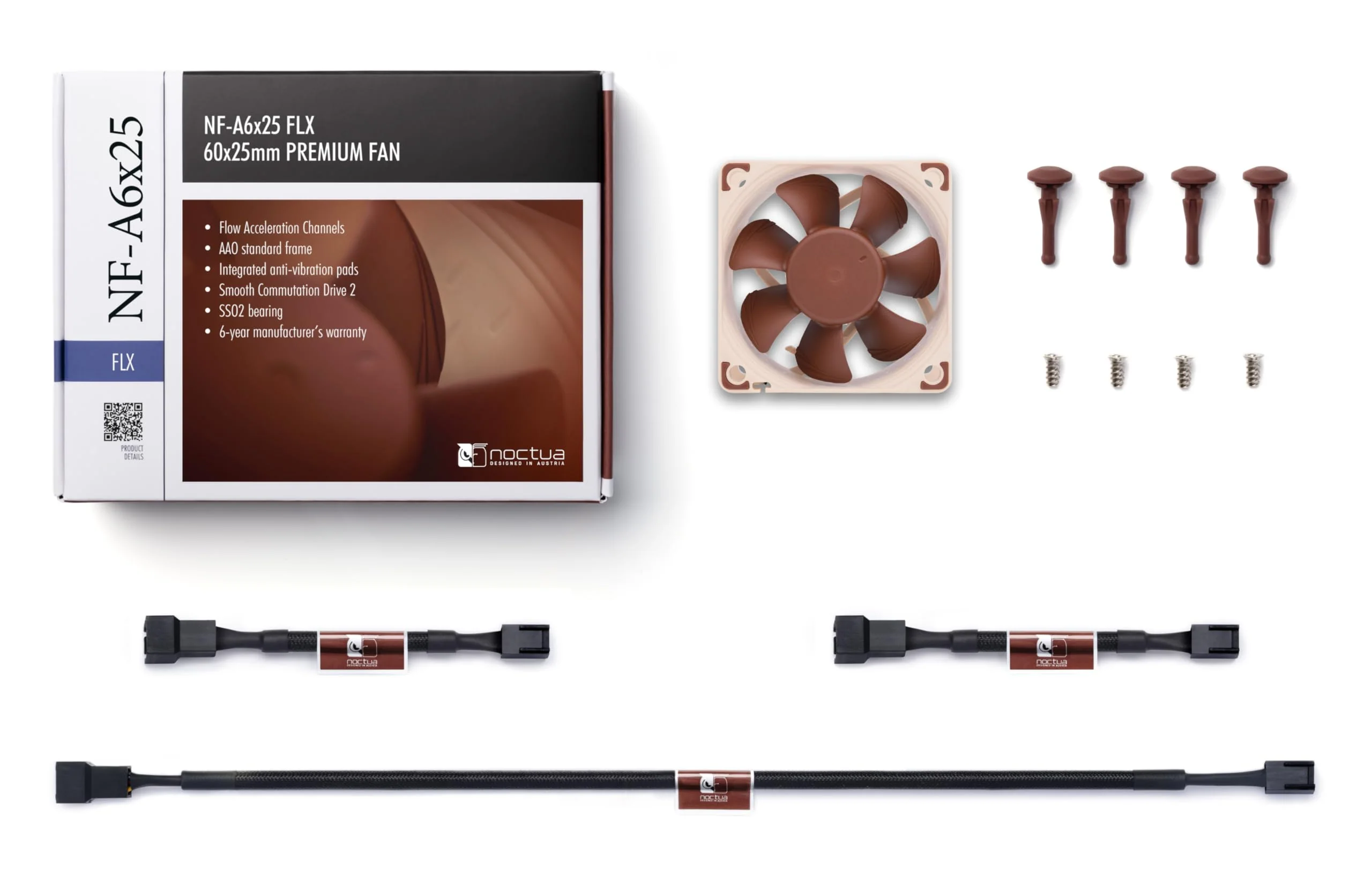 Noctua NF-A6x25 FLX, Premium Quiet Fan, 3-Pin (60mm, Brown) - Image 5