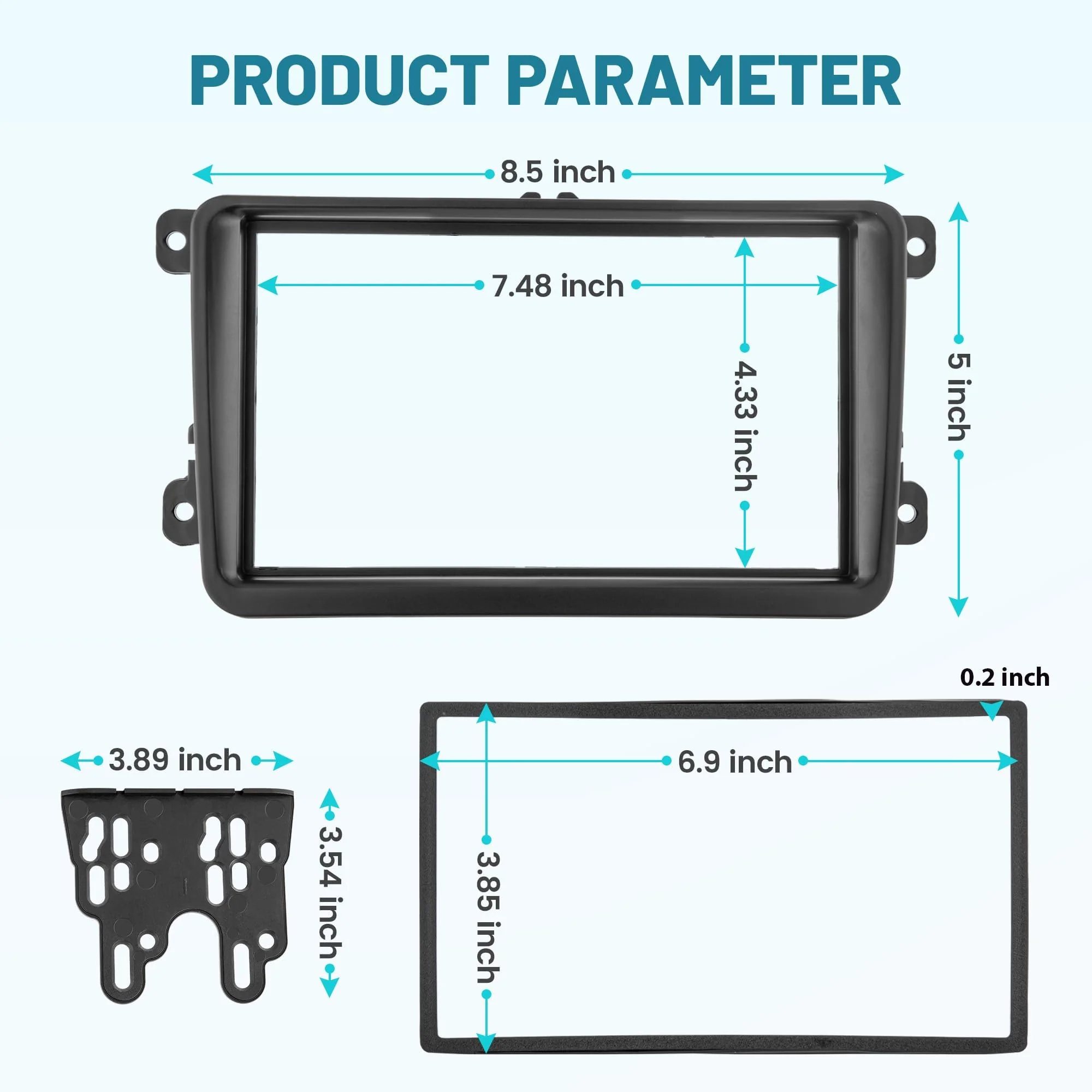NuIth Double DIN Radio Dash Kit W/Radio Wire Harness for 2005-2015 Volkswagen Jetta/Beetle/CC/Golf/Passat/Tiguan, Aftermarket Car Stereo Installation Trim Bezel Bracket Wire Kits - Image 3