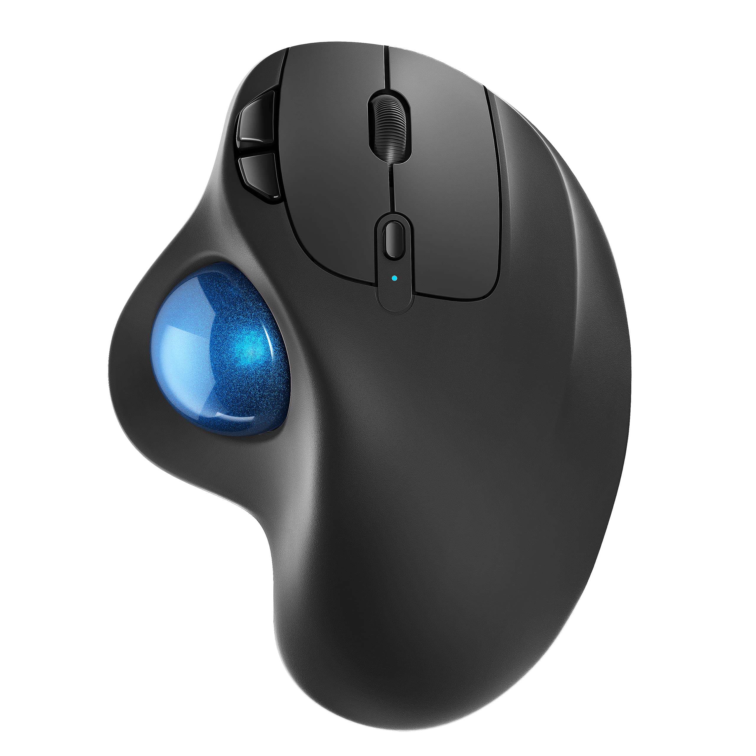 Nulea M501 Wireless Trackball Mouse, Rechargeable Ergonomic, Easy Thumb Control, Precise & Smooth Tracking, 3 Device Connection (Bluetooth or USB Receiver), Compatible for PC, Laptop, Mac, Windows. B-Blue