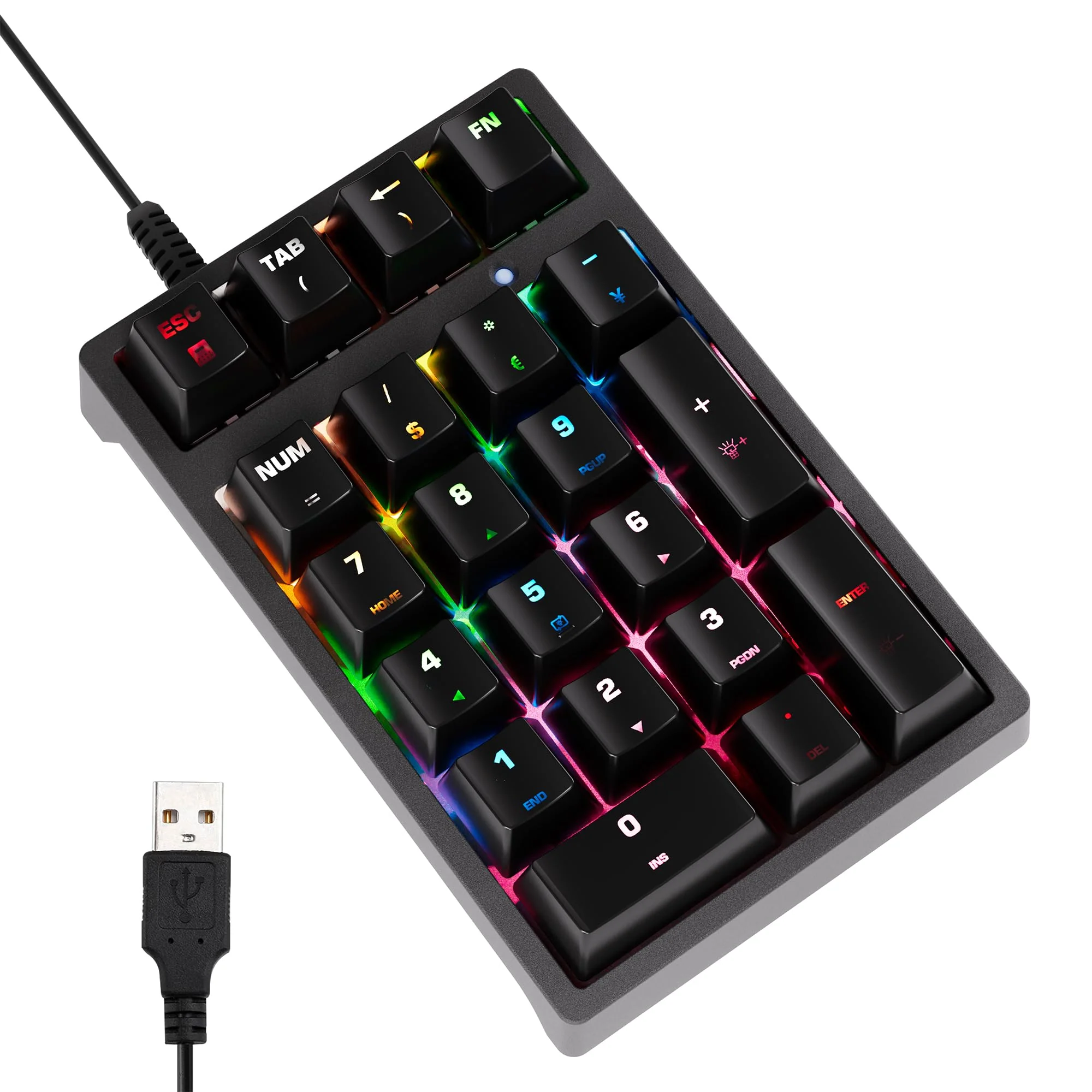 Number Pad, Mechanical USB Wired Numeric Keypad with Blue LED Backlit 21 Key Mini Numpad for Laptop Desktop Computer PC Black (Blue switches) Black - Mechanical Keypad