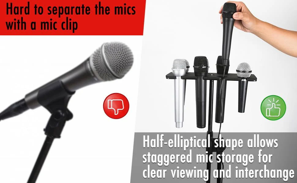 Numhag Multi Mic Holder for Wired and Wireless Mics, Multiple Microphone Organizer and Display for Mic Stand, Hold Up to 4 Microphones, Aluminum, Black, Numhag_micholder_cf_4_00188 4-micholder - Image 9