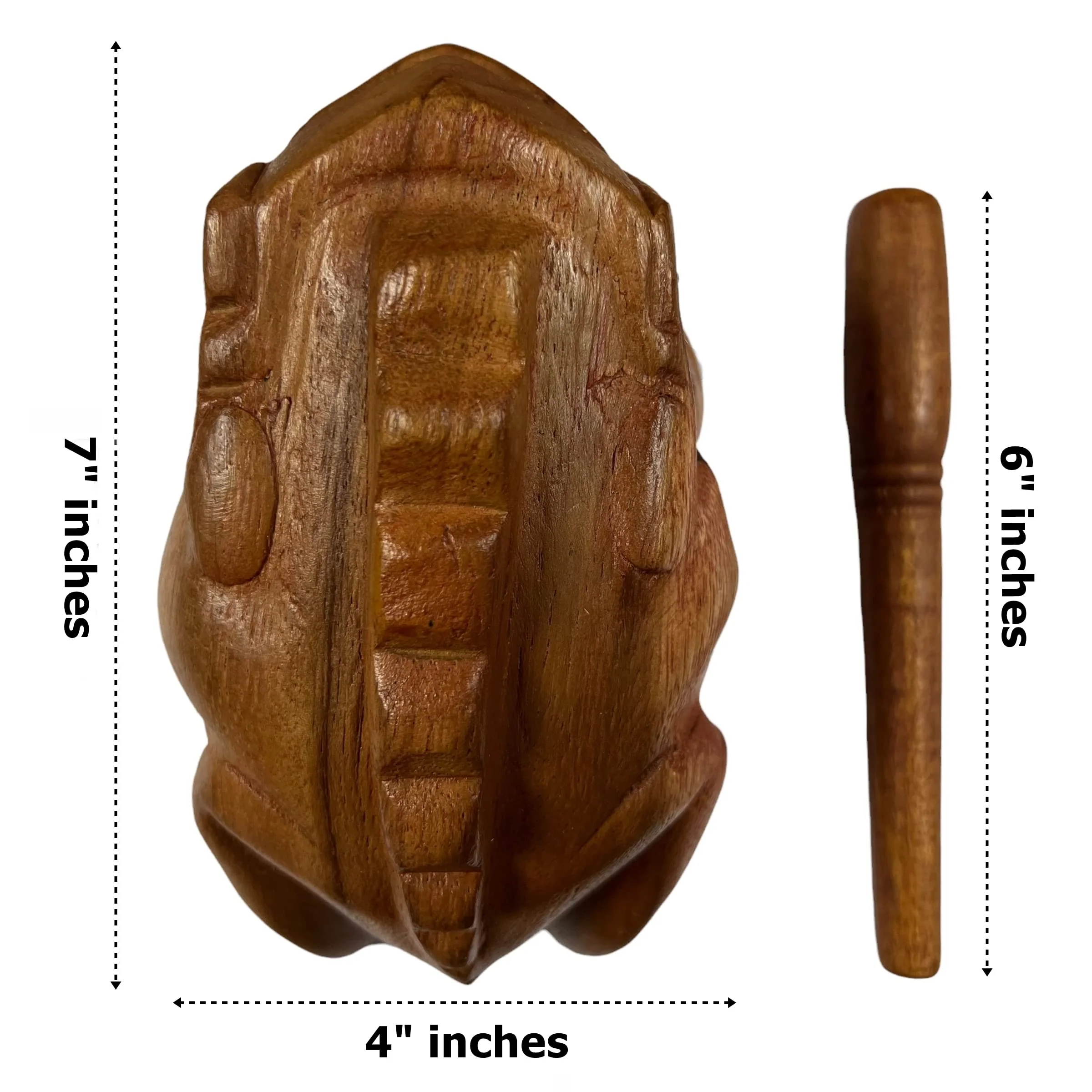 NUTTA - 7 Inches Wooden Frog Guiro Rasp Musical Instrume Wood Percussion Desk Scraping Fog with Frog Sound Idea Funny Instruments Nature Wood Music Home Garden Decoration (7 Inches) - Image 2