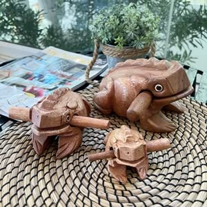 NUTTA - 7 Inches Wooden Frog Guiro Rasp Musical Instrume Wood Percussion Desk Scraping Fog with Frog Sound Idea Funny Instruments Nature Wood Music Home Garden Decoration (7 Inches) - Image 5