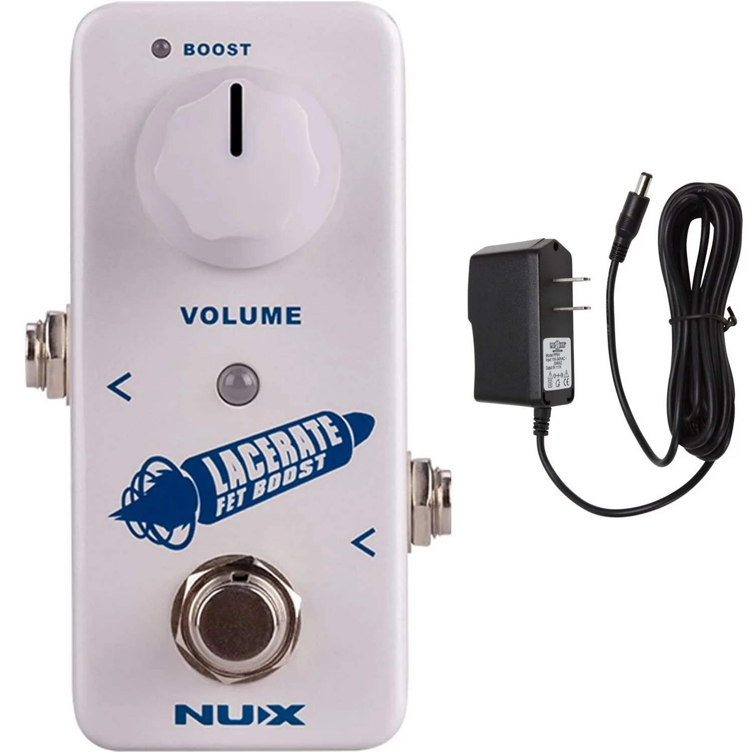 NUX Lacerate Mini Booster Pedal Bundle with 9V Power Supply