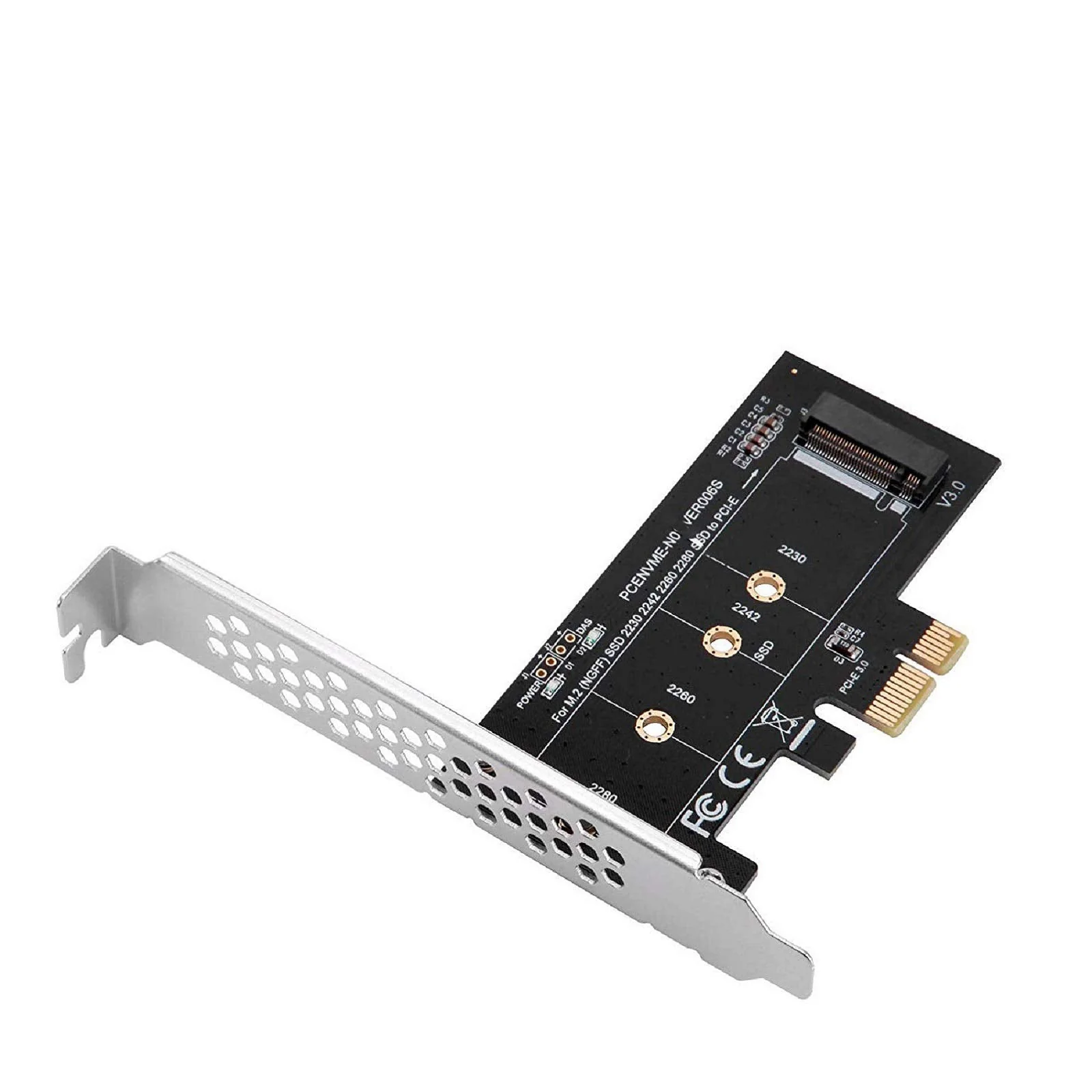NVME M.2 SSD M-Key to PCI-e 3.0 x1 Host Controller Expansion Card,Supports M2 NGFF PCI-e 3.0, 2.0 or 1.0, NVME or AHC 2280, 2260, 2242, 2230 Solid State Drives with Low Profile BRAC PCLE-KEY M Adapter