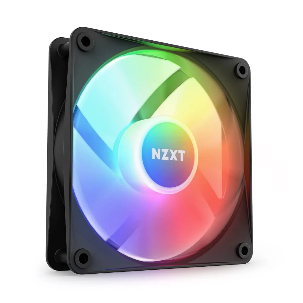 NZXT F120 RGB Core - 120mm Hub Mounted RGB Fan - 8 Individually Controllable LEDs - Semi Transparent Fan Blades - Hydrodynamic Bearing - PWM Control - CAM Software - Black 120mm Schwarz