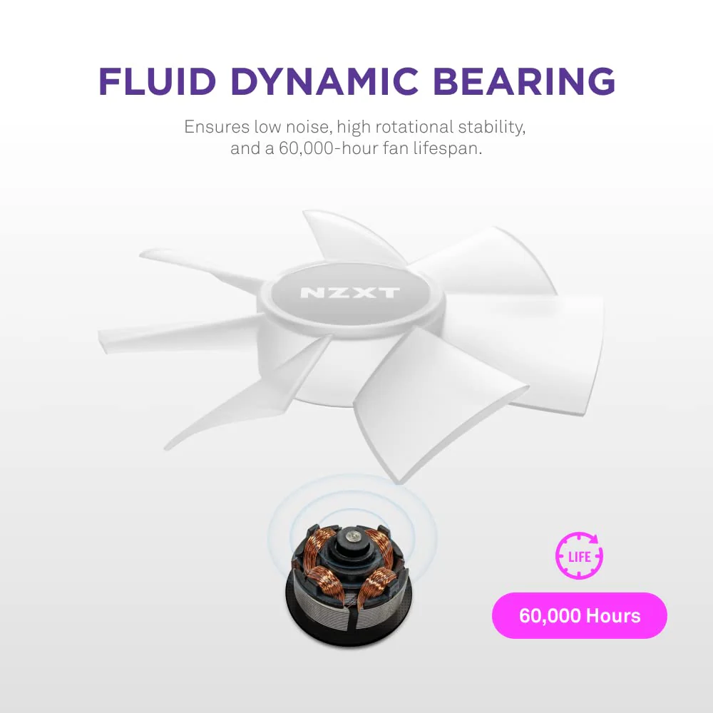 NZXT F120 RGB Core - 120mm Hub Mounted RGB Fan - 8 Individually Controllable LEDs - Semi Transparent Fan Blades - Hydrodynamic Bearing - PWM Control - CAM Software - Black 120mm Schwarz - Image 4