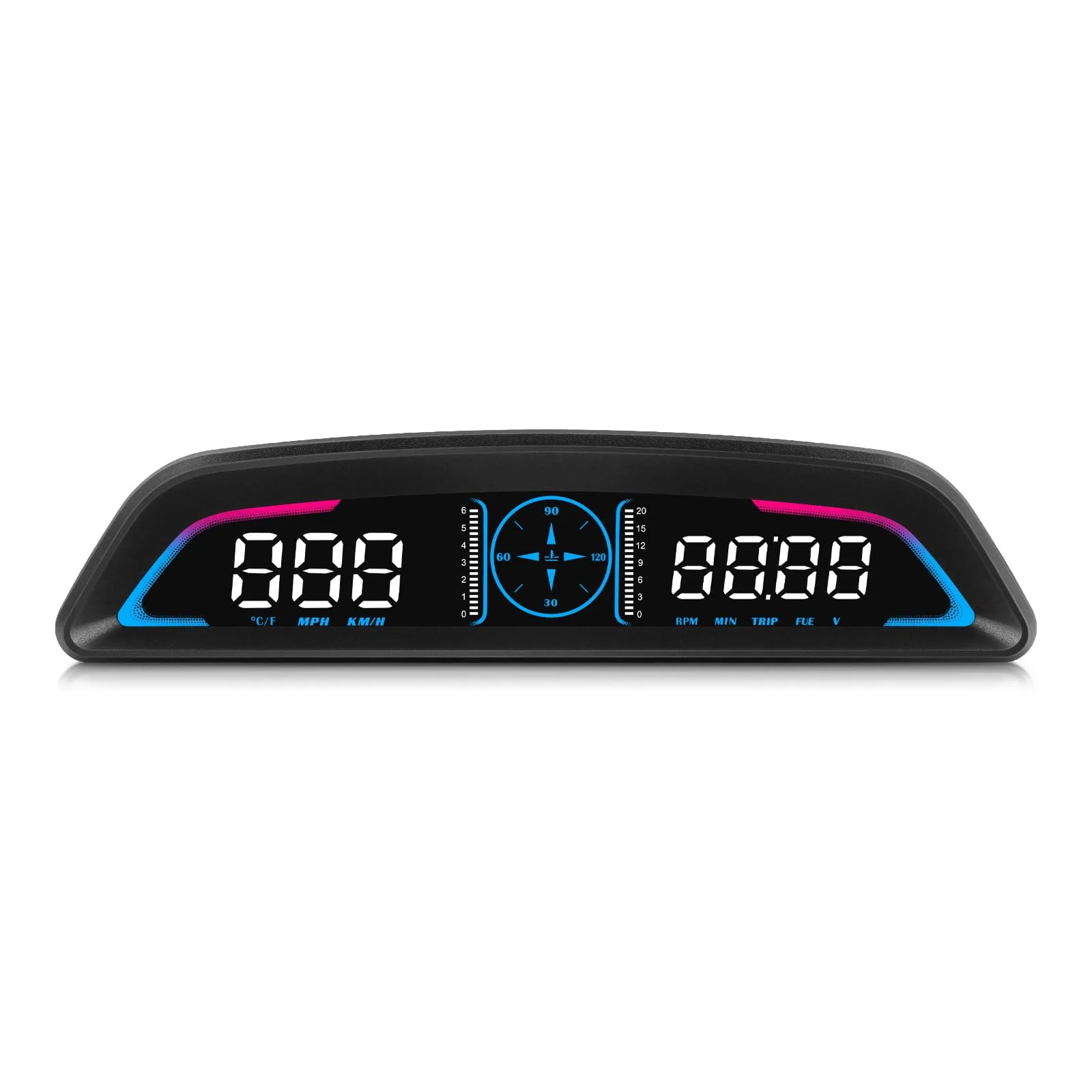 OBD2 Head Up Display for Car, OBD2 Head-Up Display for Cars HUD Digital Speedometer MPH Heads Up Display 5.5 inch with Time, Mileage, RPM, Voltage, Water Temp, Overspeed Alarm, Fatigued Driving Alert