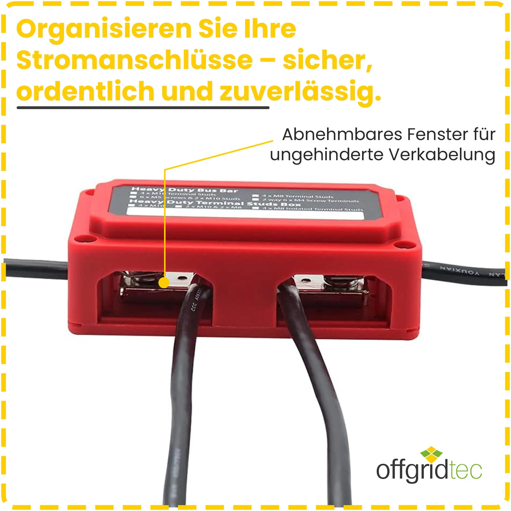 Offgridtec BusBar Box Red 4 x M8 Connection Bolts Including Cover and Mounting Screws Busbar Box 4 x M8 mit Abdeckung Rot - Image 4