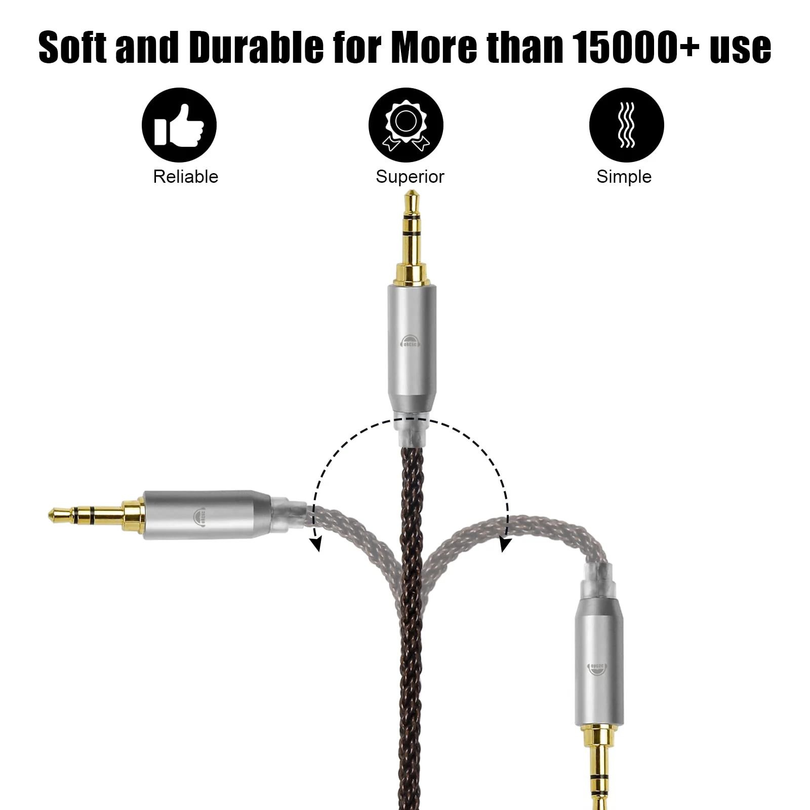 okcsc MMCX Cable Replacement Upgrade for Shure SE215, SE315, SE425, SE535, SE535LTD, SE846, AONIC3, AONIC4-8 Core OFC Audio Cable, MMCX Connector, 4 Feet Length with 4.4mm Plug - Image 3