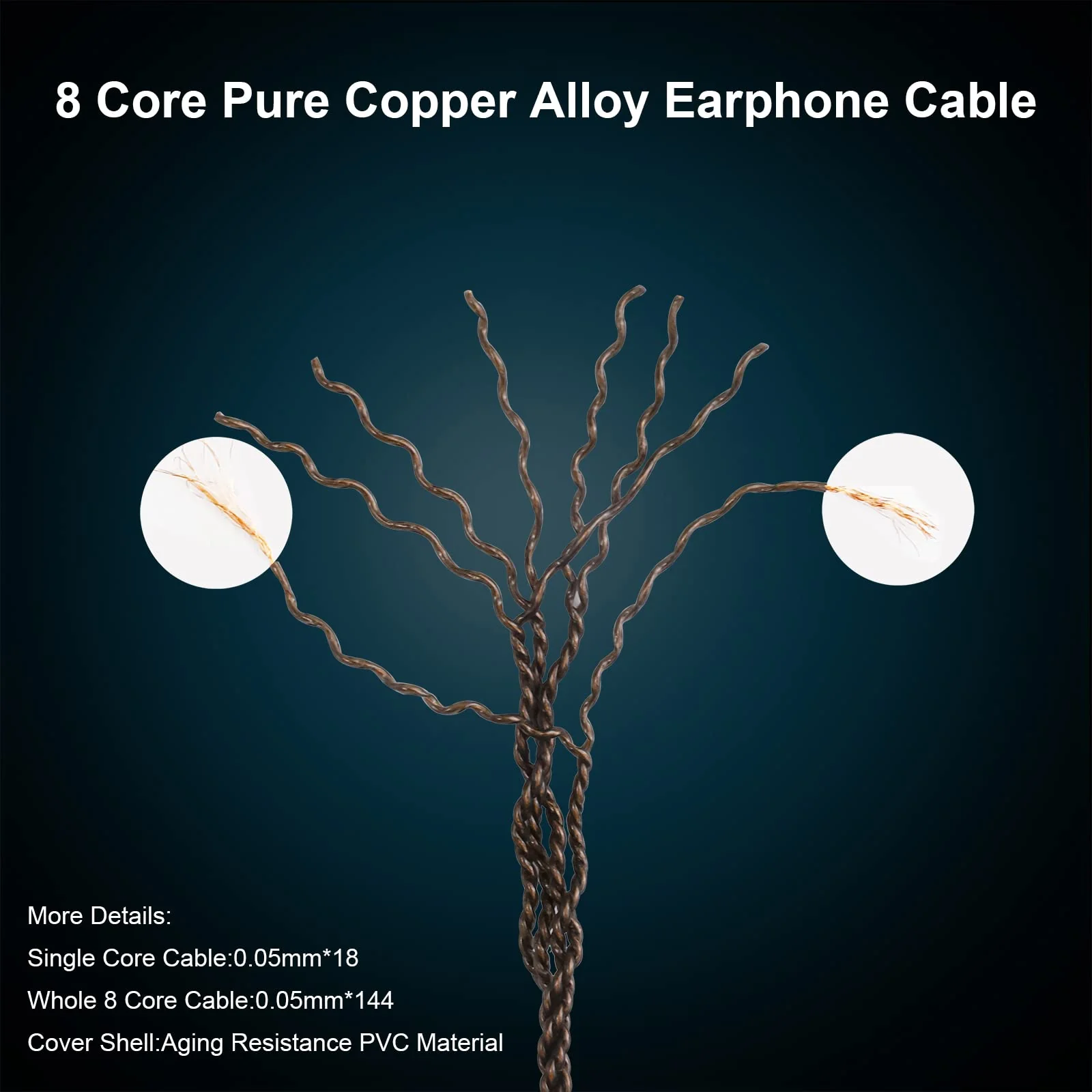 okcsc MMCX Cable Replacement Upgrade for Shure SE215, SE315, SE425, SE535, SE535LTD, SE846, AONIC3, AONIC4-8 Core OFC Audio Cable, MMCX Connector, 4 Feet Length with 4.4mm Plug - Image 5