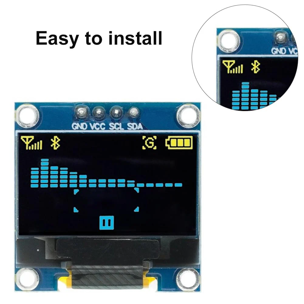OLED Display, I2C Screen Display Module, Display Module, Self-Luminous Display Board, 0.96 Inch 128 x 64 Pixels, I2C 3.3V-5V, 4 Pins, Clear and Easy to Read Information - Image 2