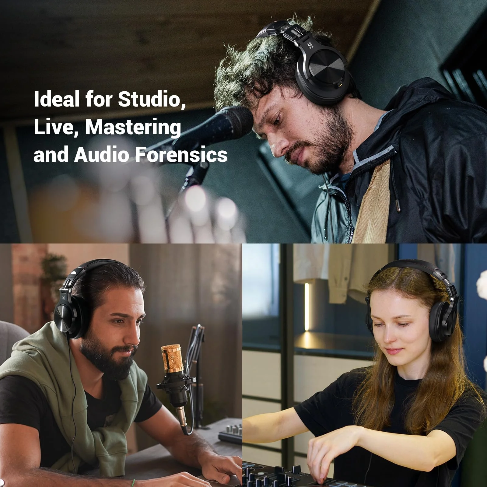OneOdio A70 Bluetooth Over Ear Headphones, Wireless Headphones w/ 72H Playtime, Hi-Res, 3.5mm/6.35mm Wired Audio Jack for Studio Monitor & Mixing DJ Guitar AMP, Computer Laptop PC Tablet - Black - Image 6