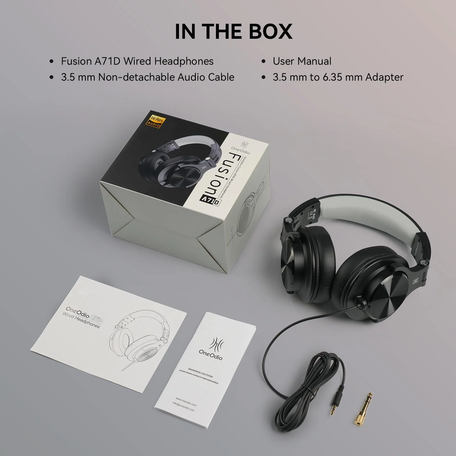 OneOdio A71D Wired Over-Ear Headphones, Studio Monitor Headsets, Hi-Res DJ Stereo Headphone with Foldable Design, 3.5/6.35MM Plug for AMP Recording Podcast Mixing PC Guitar - Black - Image 8