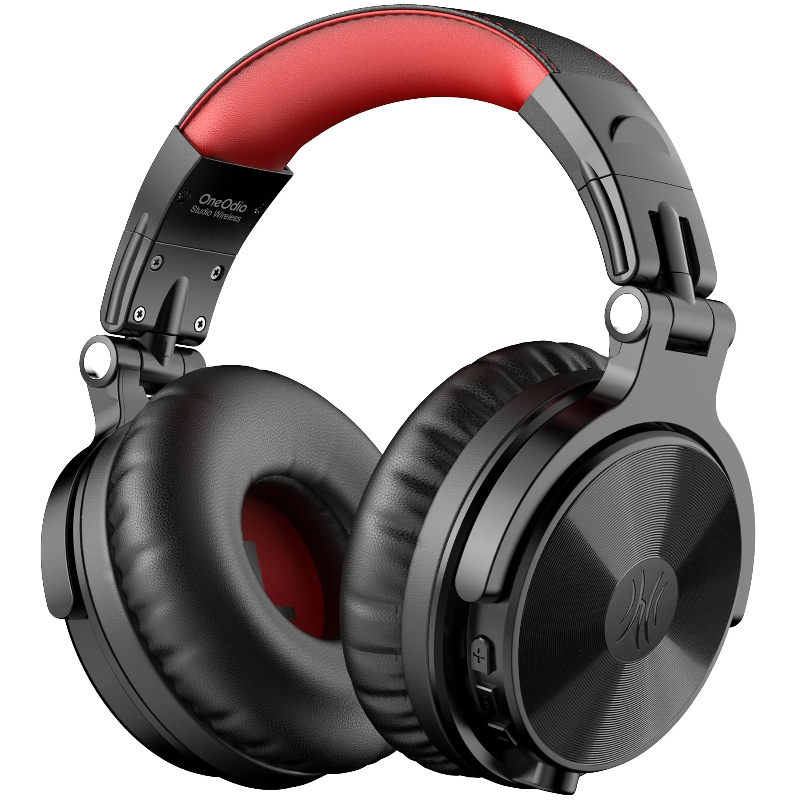 OneOdio Bluetooth Over Ear Headphones, 110 Hrs Wireless/Wired Stereo Sound Foldable Headsets with Deep Bass 50mm Neodymium Drivers for PC/Phone/Tablet - Studio Wireless Pro C, Red