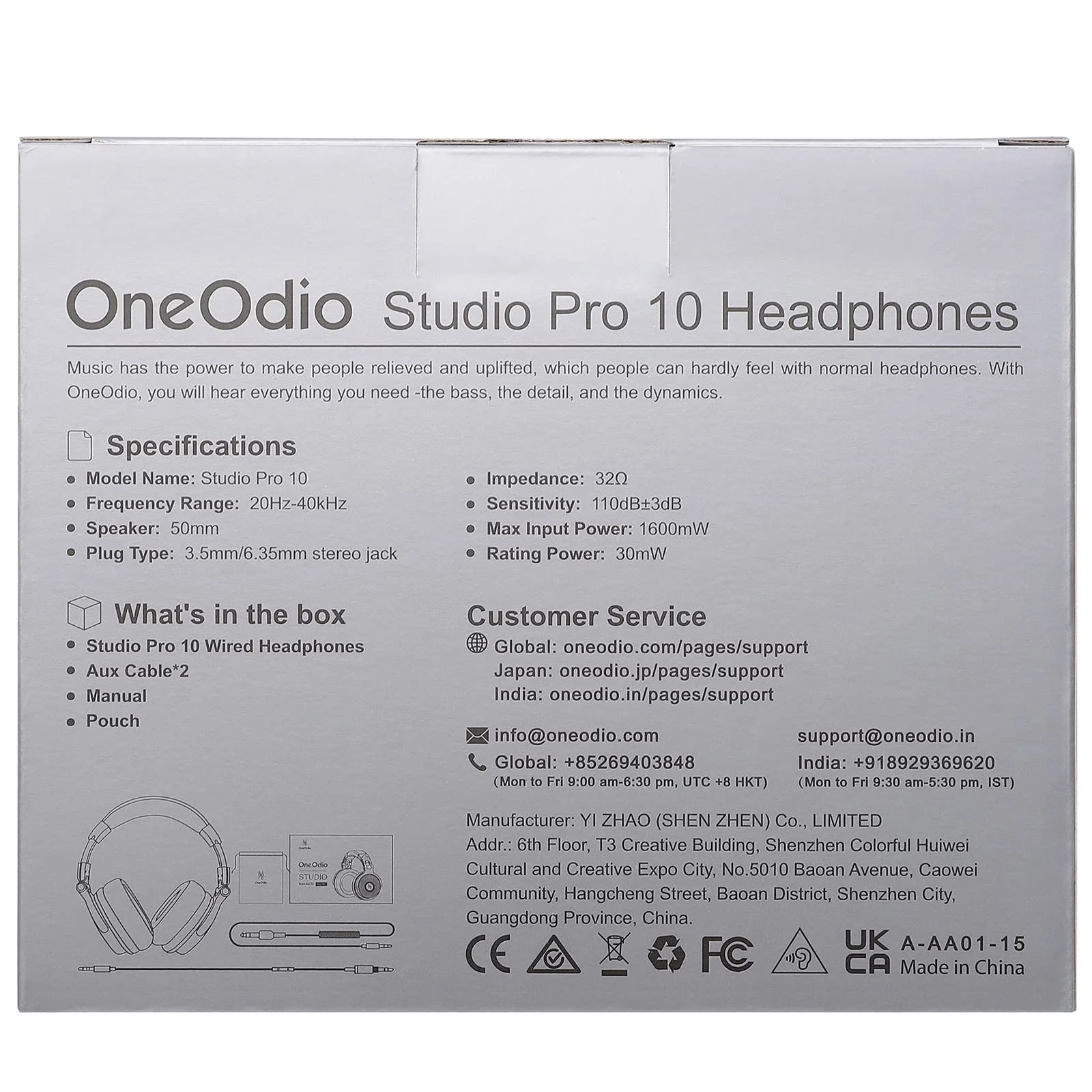OneOdio Over Ear Headphone, Wired Bass Headsets with 50mm Driver, Foldable Lightweight Headphones with Share Port and Mic for Recording Monitoring Mixing Podcast Guitar PC TV (Dark Blue) Dark Blue One Size - Image 10
