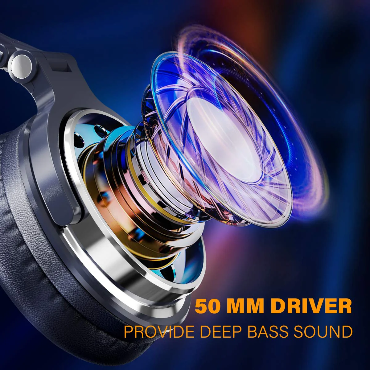 OneOdio Over Ear Headphone, Wired Bass Headsets with 50mm Driver, Foldable Lightweight Headphones with Share Port and Mic for Recording Monitoring Mixing Podcast Guitar PC TV (Dark Blue) Dark Blue One Size - Image 7
